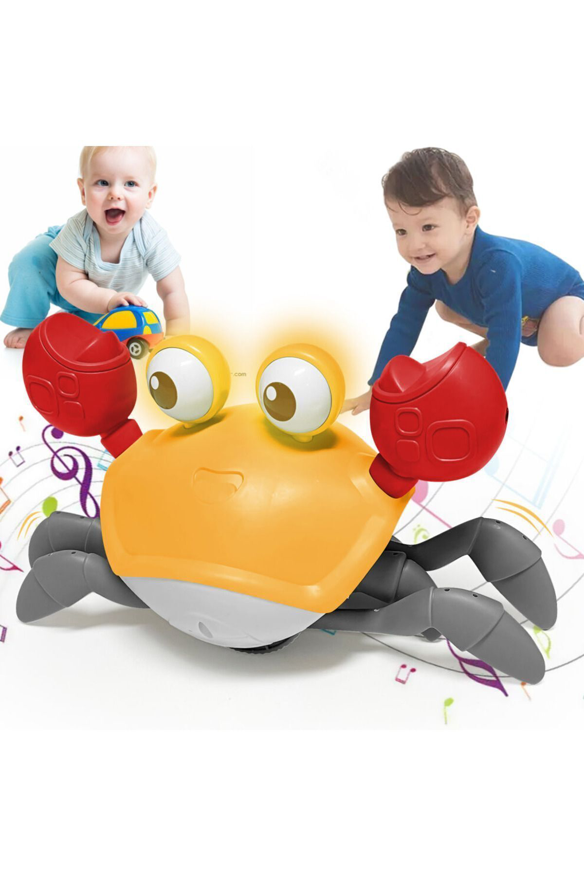 Hak İş Oyuncak Emeklemeye Yardimci Sensörlü Hareketli Yengeç Pilli Müzikli Bebek