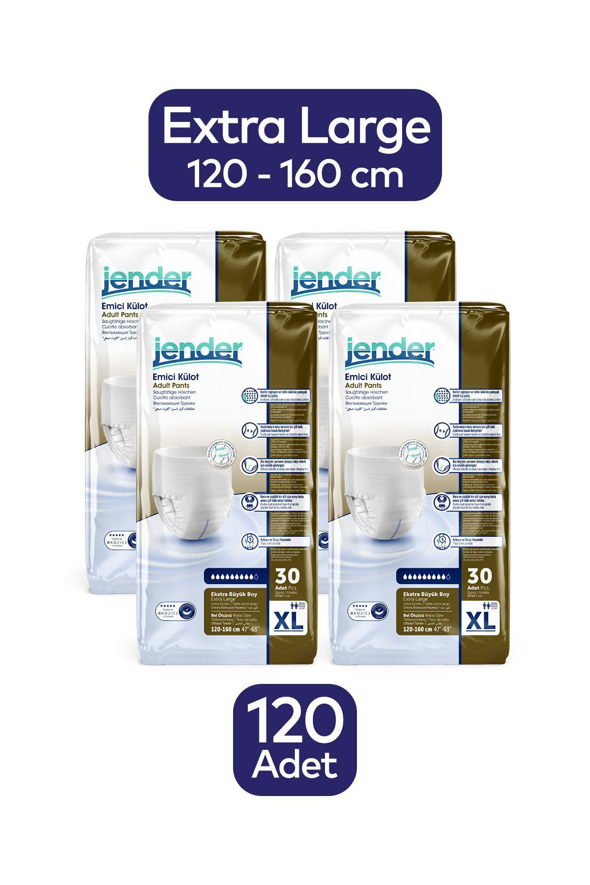 Jender Emici Külot Yetişkin Hasta Bezi Xlarge 120 Adet