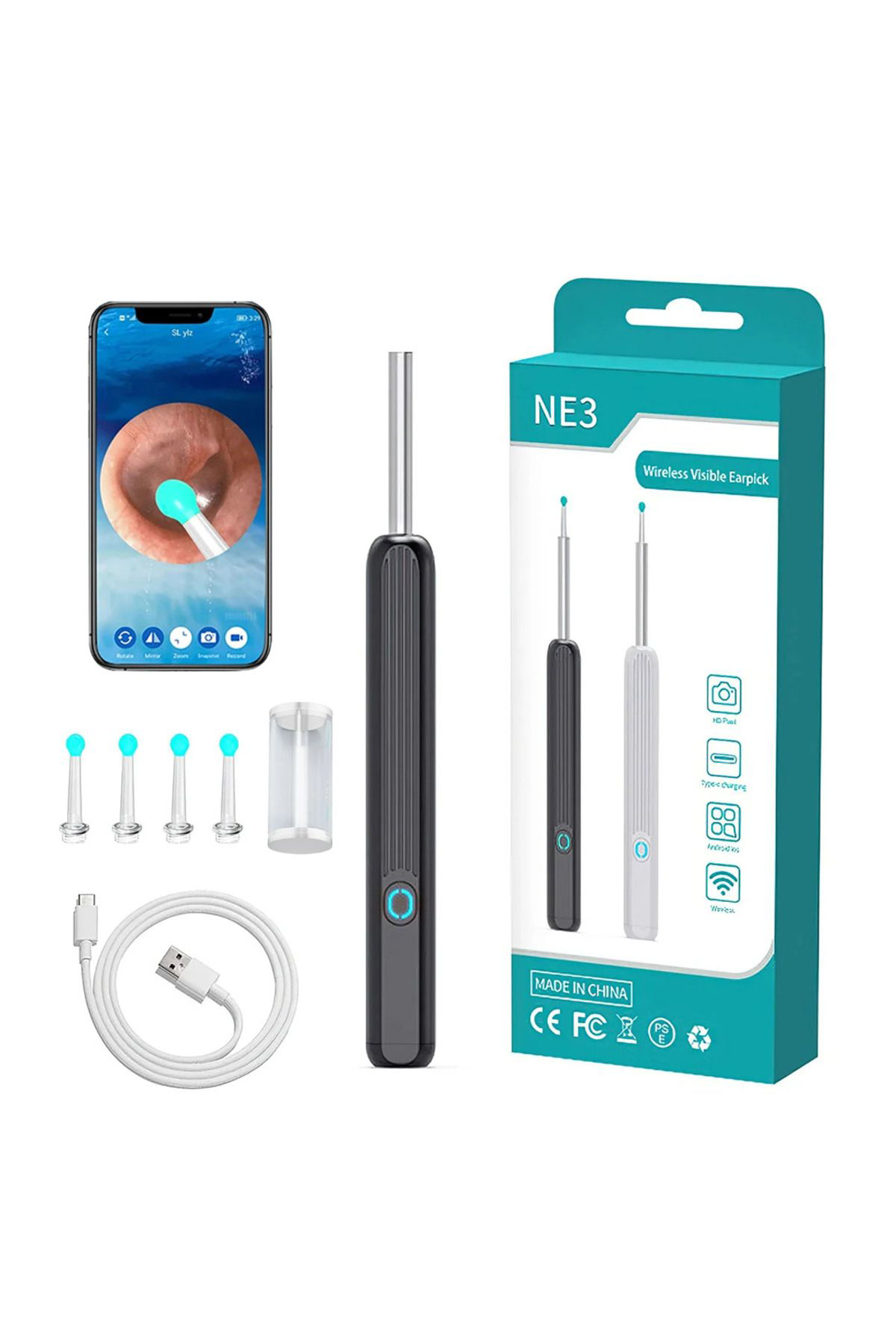 Ok Aksesuar Endoskop Kamerali Kulak Temizleme Cihazi All-İn-One Set Go506089m