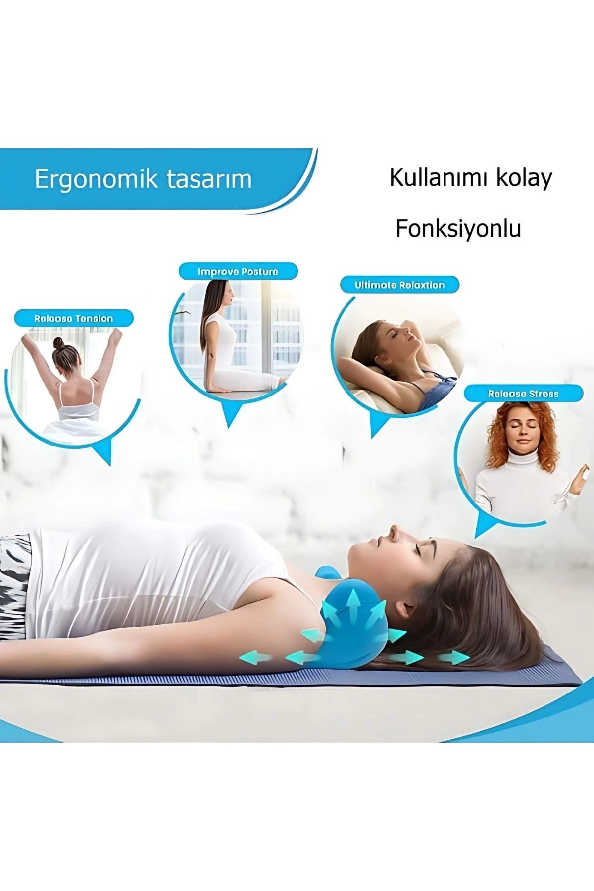 Yusuftex Ergonomik Boyun Masaji Yastiği – Servikal Traksiyon Destekli, Omu