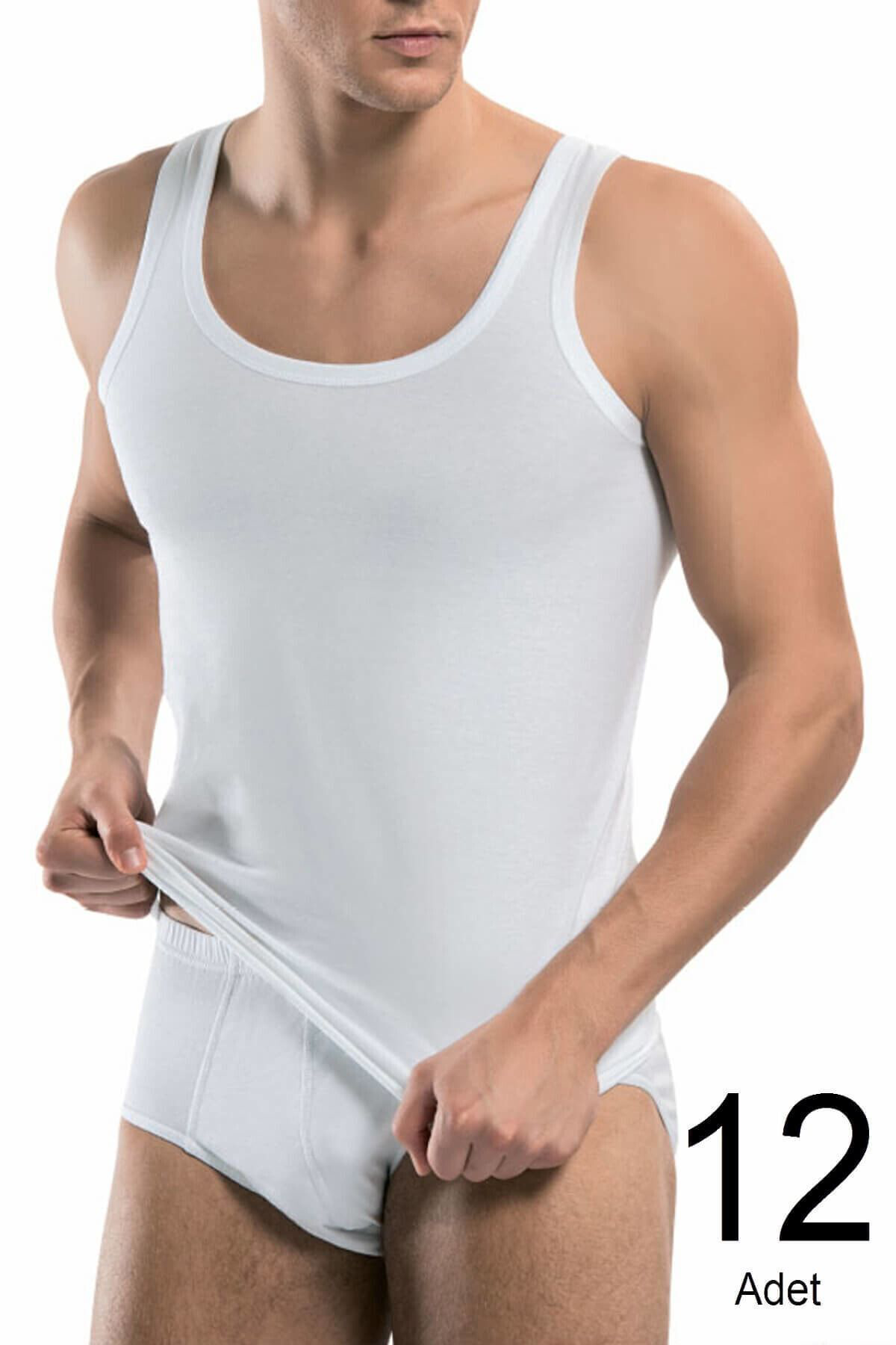 Tutku Erkek Beyaz 12'Li Paket Atlet Külot Takim Elf568t01010109ccm12