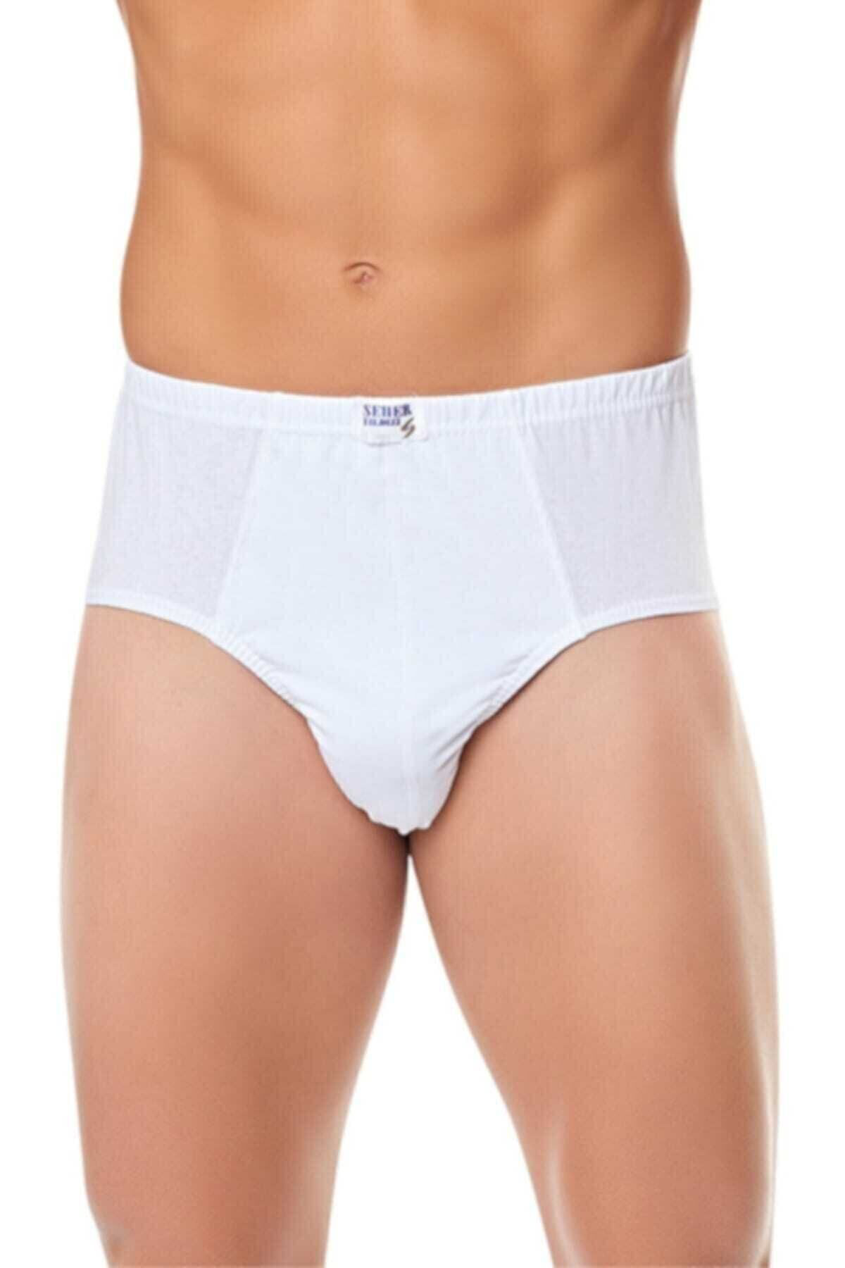 Seher Yildizi Erkek Beyaz 6'Li Paket Pamuklu Penye Külot