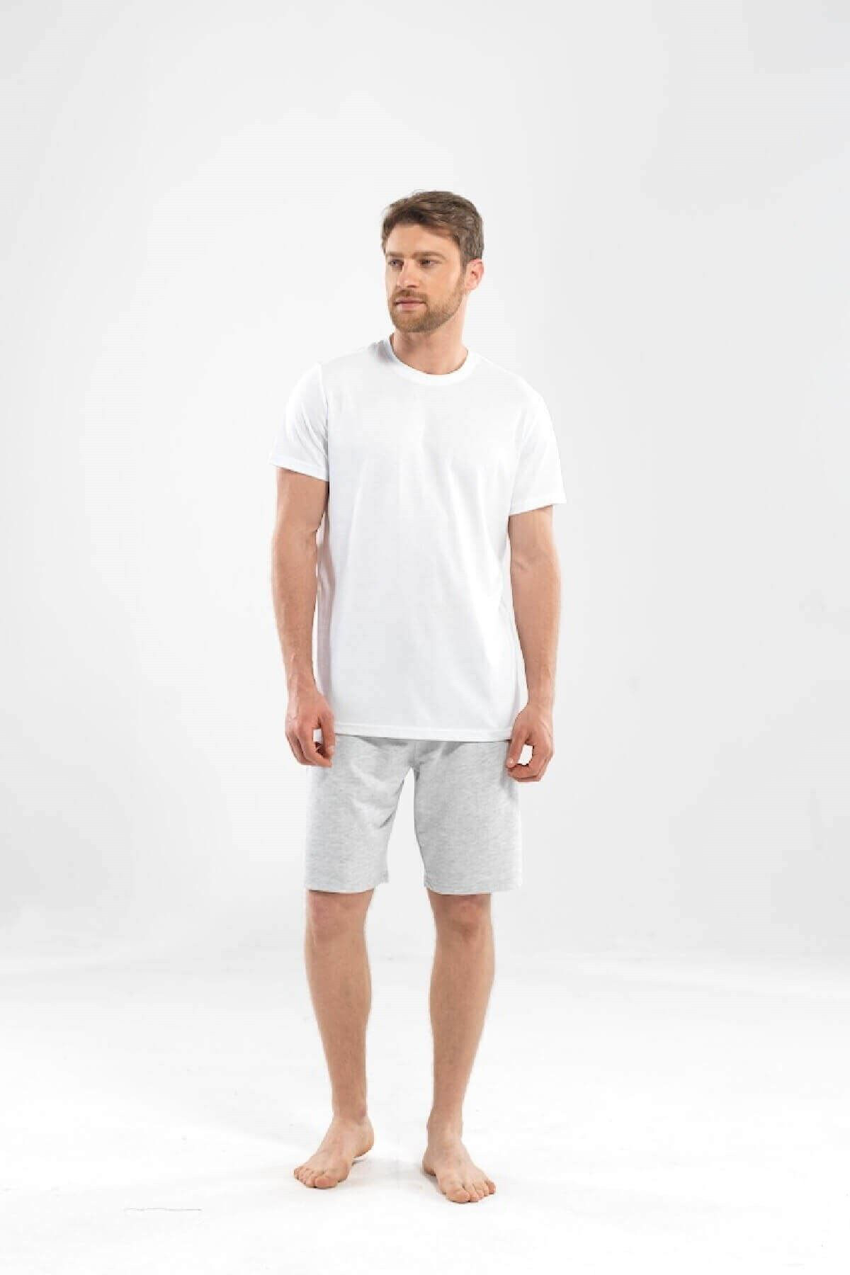 Blackspade Erkek Beyaz Modal Bisiklet Yaka T-Shirt