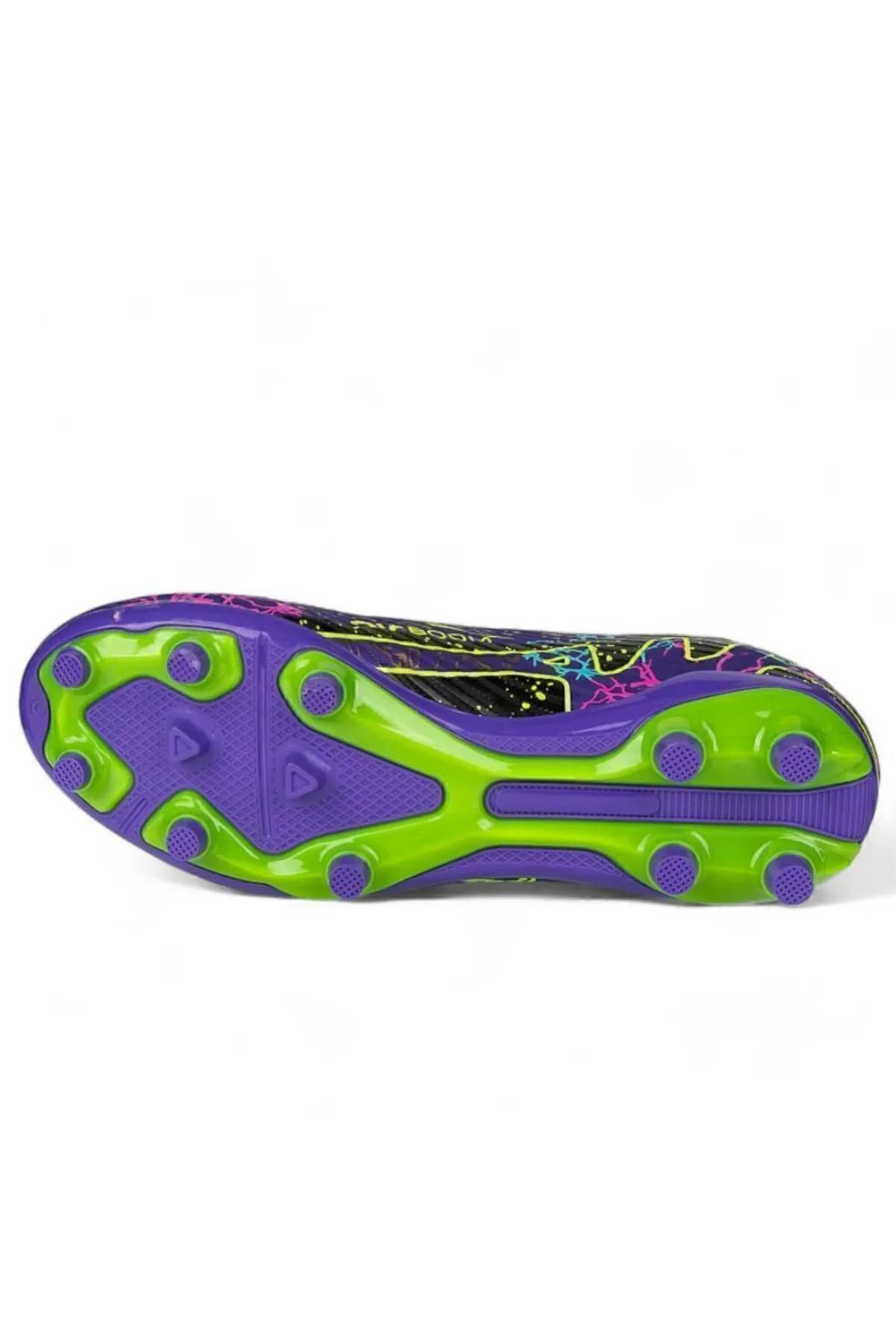 Cihanshoes Erkek Bilekli Çorapli Turuncu Beyaz Desen Krampon Halisaha Çimsah