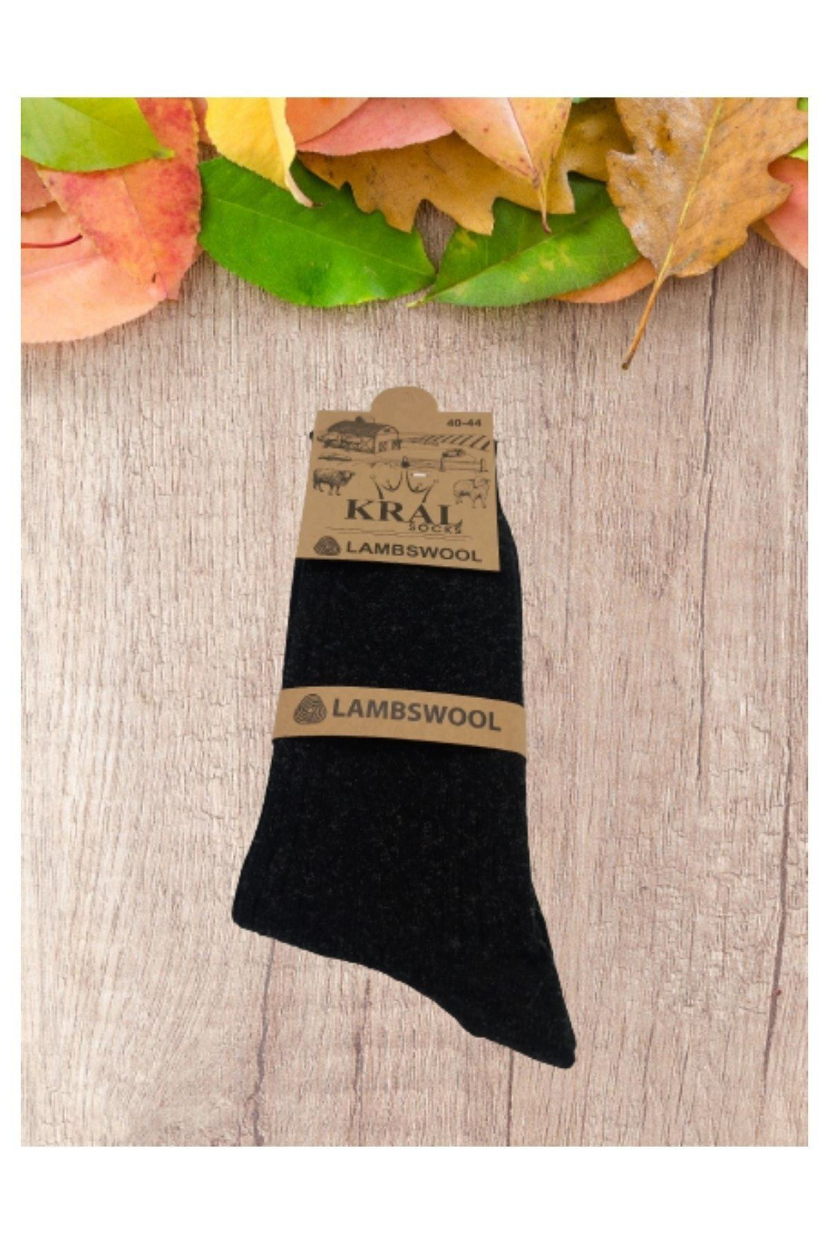 Kral Socks Erkek Çorabi Lambswoll (3 Adet) Termal Özellikli Kalin Uzun Çorap