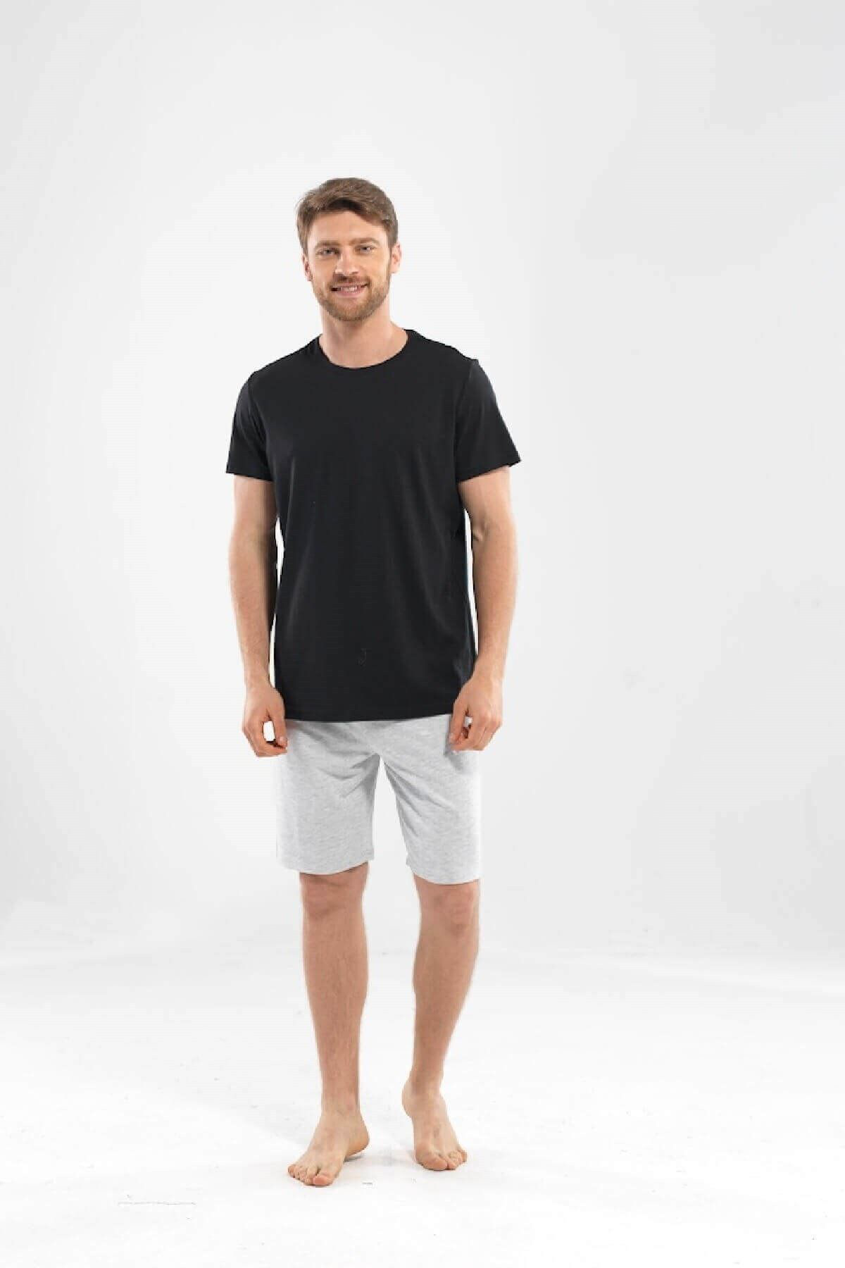 Blackspade Erkek Siyah Modal Bisiklet Yaka T-Shirt