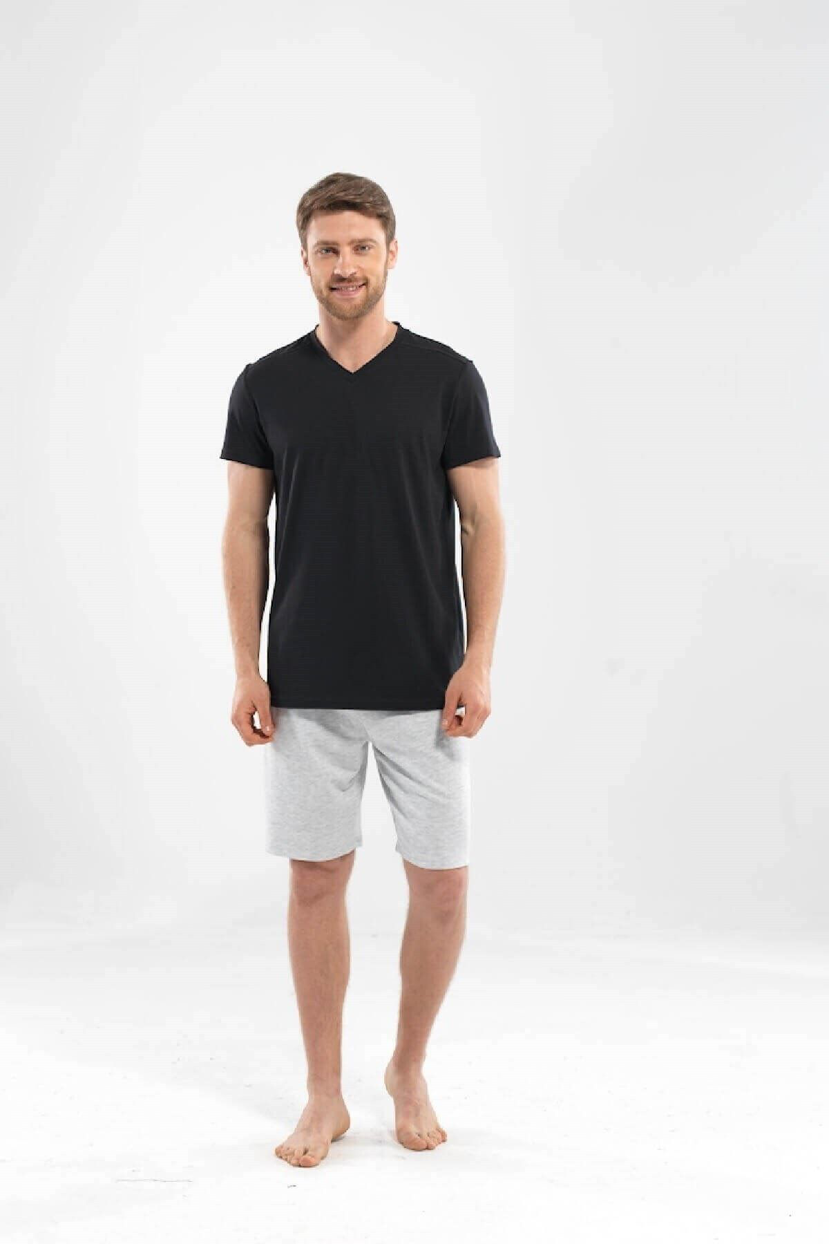 Blackspade Erkek Siyah V Yaka Tshirt