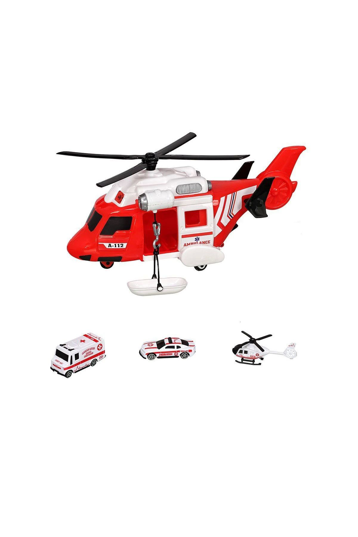 Yusuftex Ern-2004 Heroes Toys Helikopter Ambulans Seti Arabali