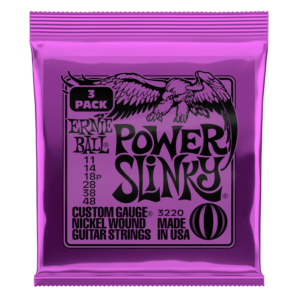 Ernie Ball Ernieball P03220 Power Slinky Elektro Gitar Teli 3 Lü Paket 11-48