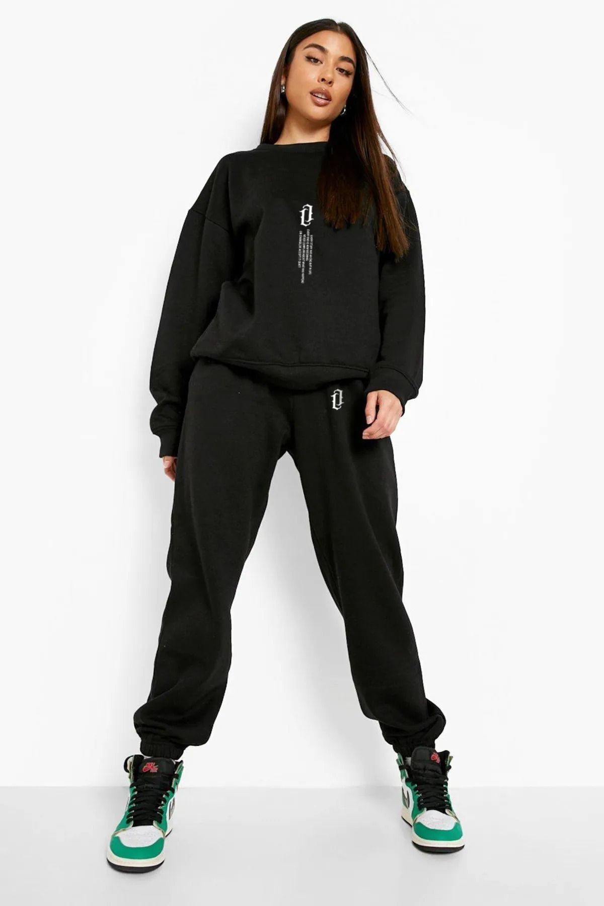 Fame Kitchen Eşofman Takimi Sweatshirt Jogger - Baskili Oversize 3 İplik Şardo