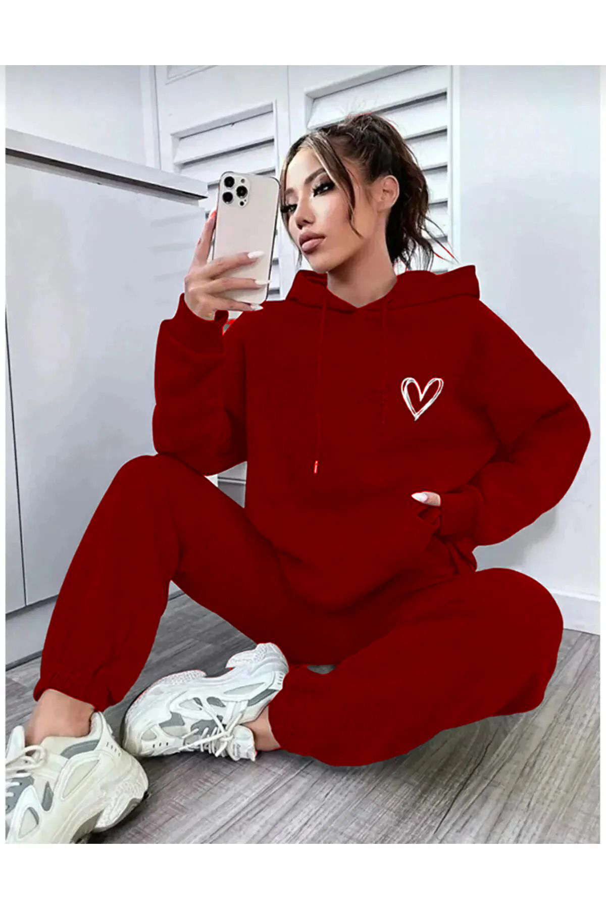 Fame Kitchen Eşofman Takimi Sweatshirt Jogger - Baskili Oversize 3 İplik Şardo