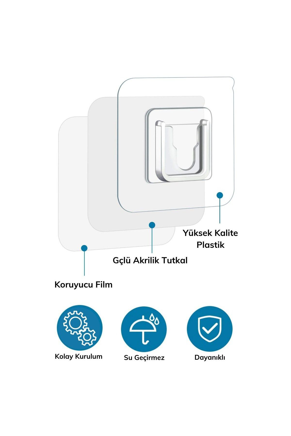 Ok Aksesuar Eşya Sabitleme Askisi 10 Çift Şeffaf Çift Tarafli Yapişkanli Geçm