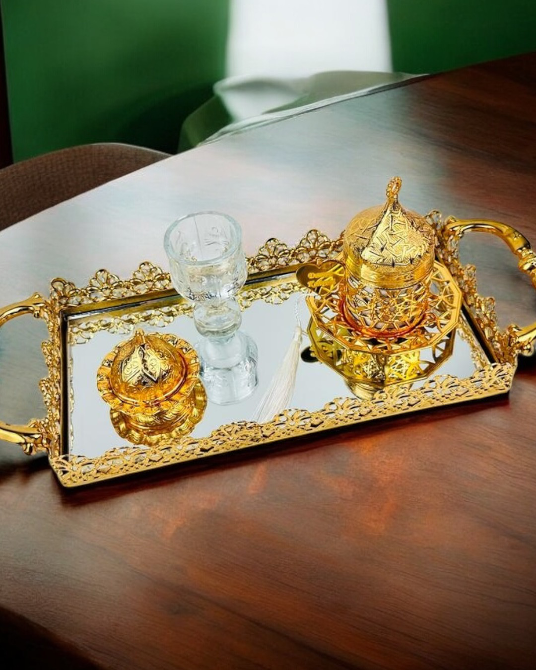 Cyzhome Eternal Gold Söz Nişan Tepsisi Ve Damat Kahve Tepsisi