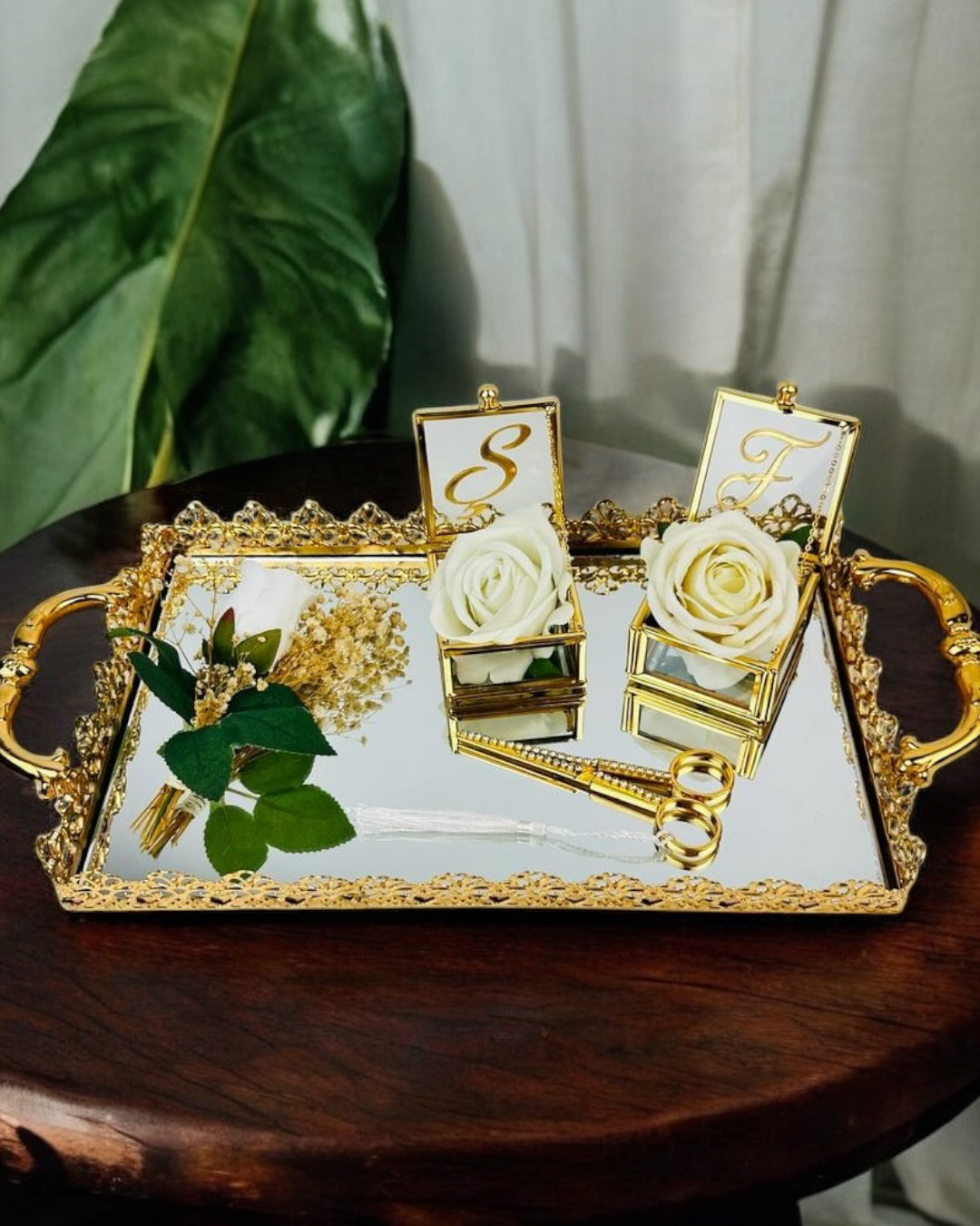 Cyzhome Eternal Gold Söz Nişan Tepsisi Ve Damat Kahve Tepsisi