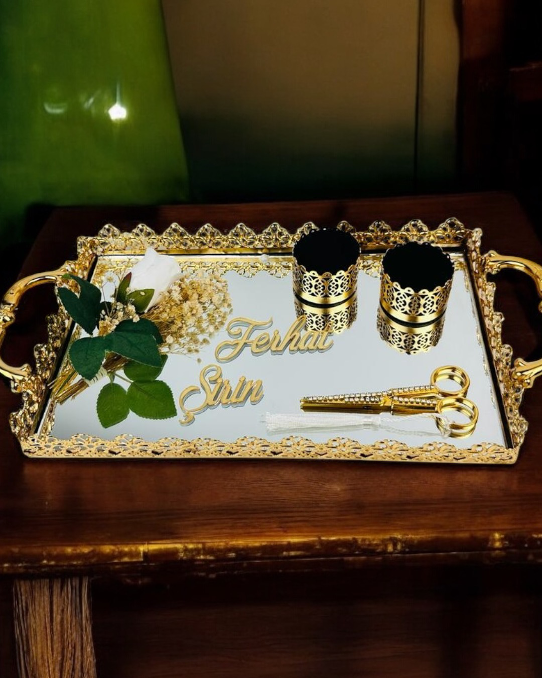Cyzhome Eternal Gold Söz Nişan Tepsisi Ve Damat Kahve Tepsisi
