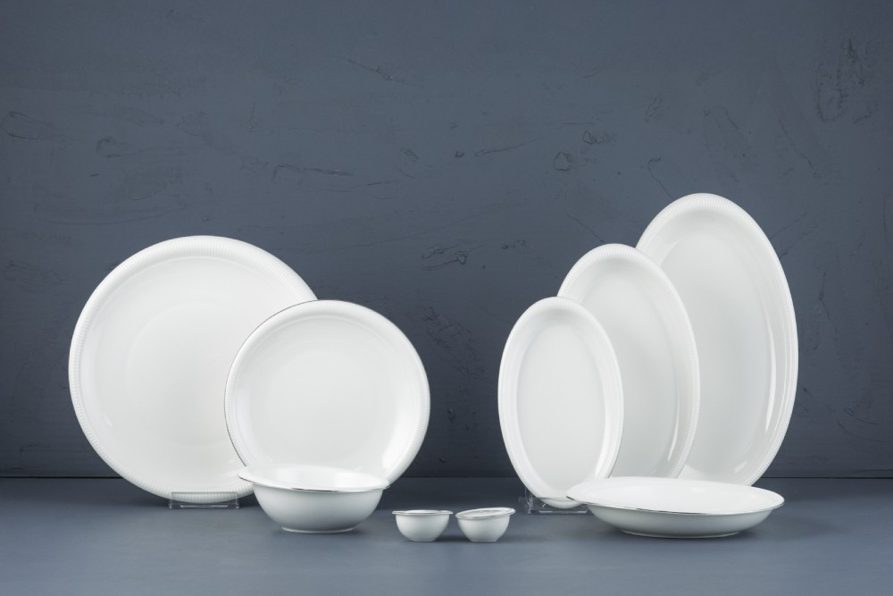 Evaliza  Stripe Platin 30 Parça 6 Kişilik Porselen Yemek Takimi