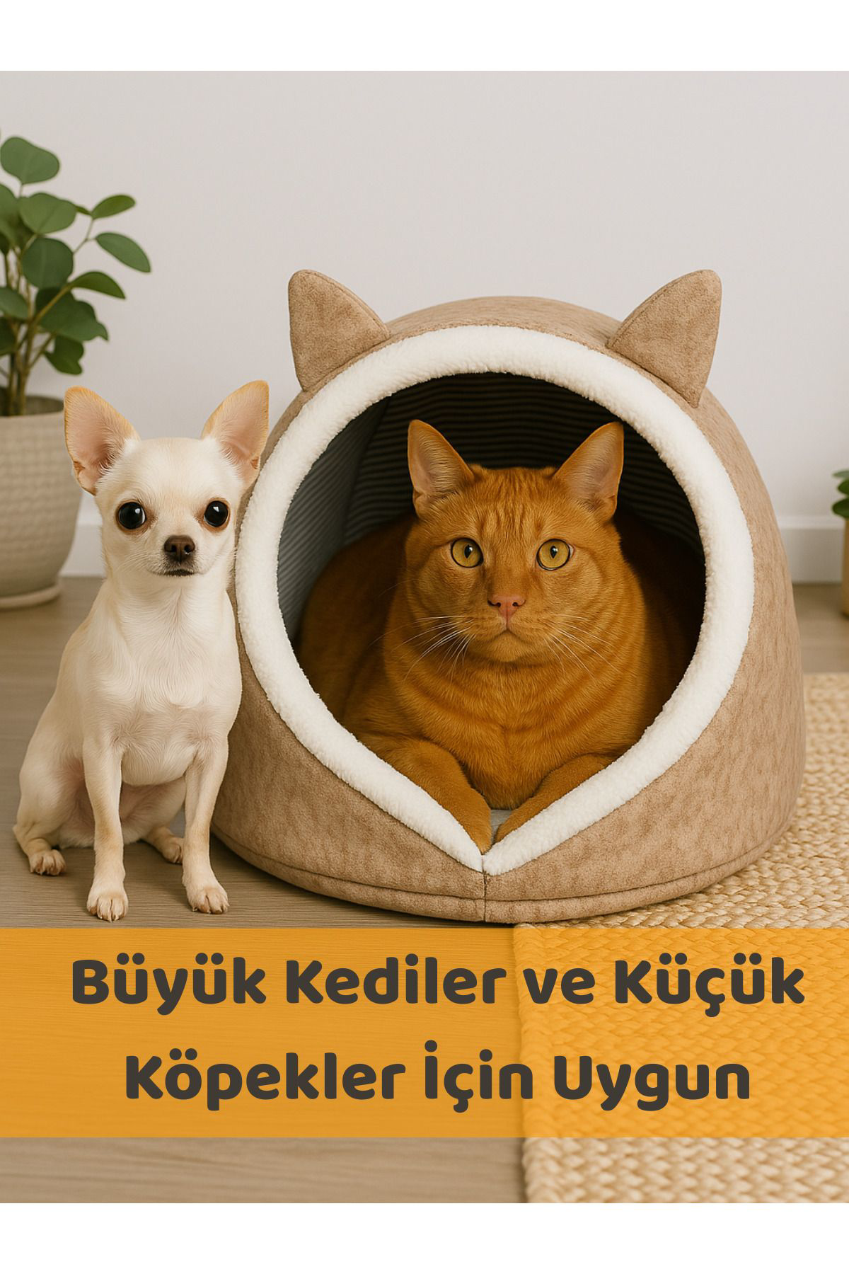 Beylini Evi Köpek Evi Evcil Hayvan Yataği Katlanabilir Keçe Yuva Kulübe D