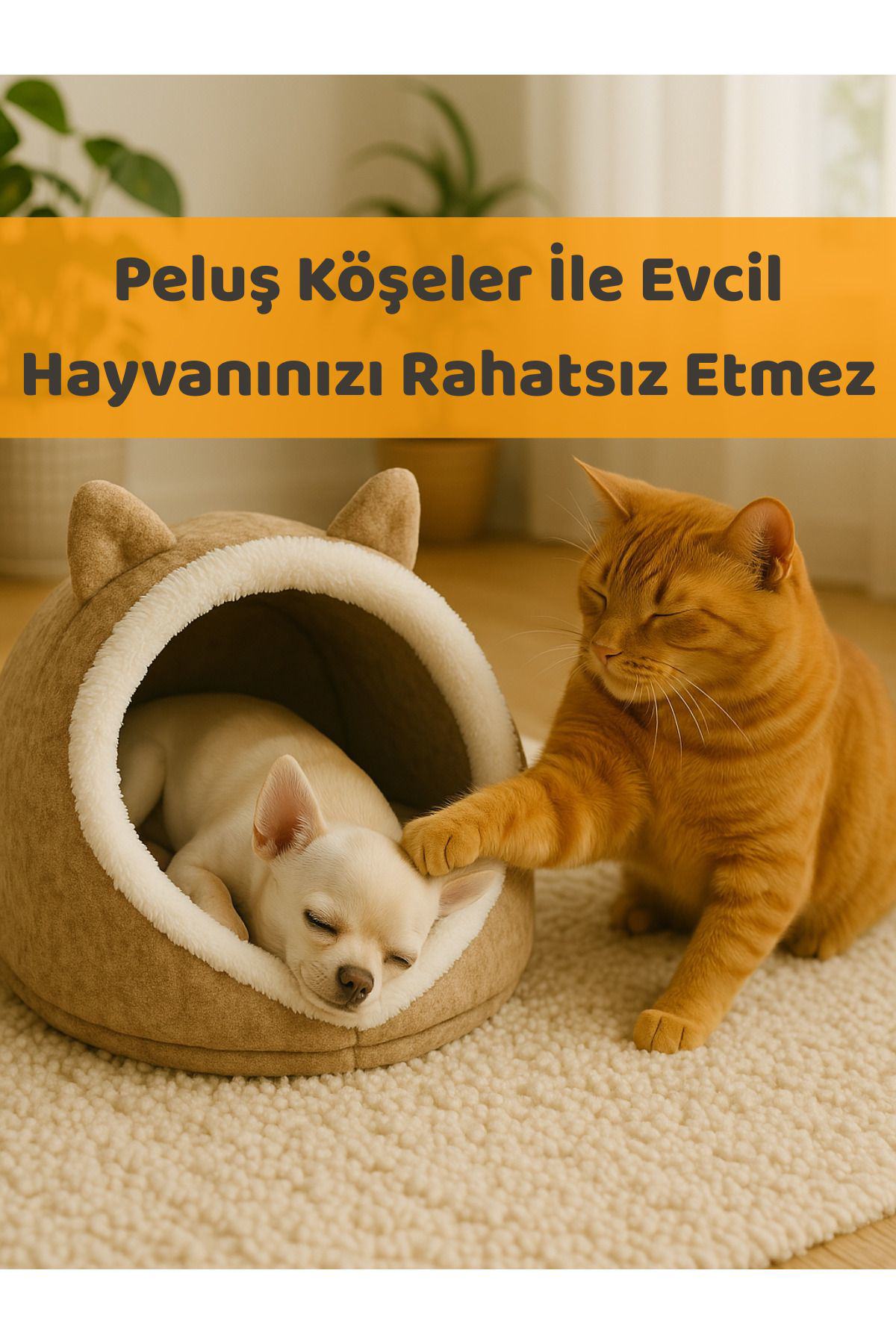 Beylini Evi Köpek Evi Evcil Hayvan Yataği Katlanabilir Keçe Yuva Kulübe D