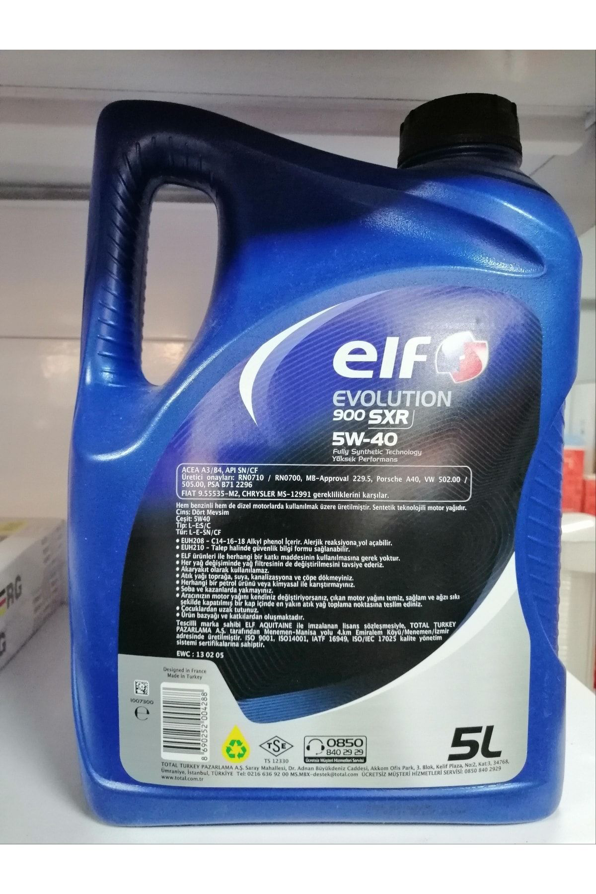 Elf Evol 900 Sxr 5W-40 5 Lt X 3 Adet (2024 Üretim)
