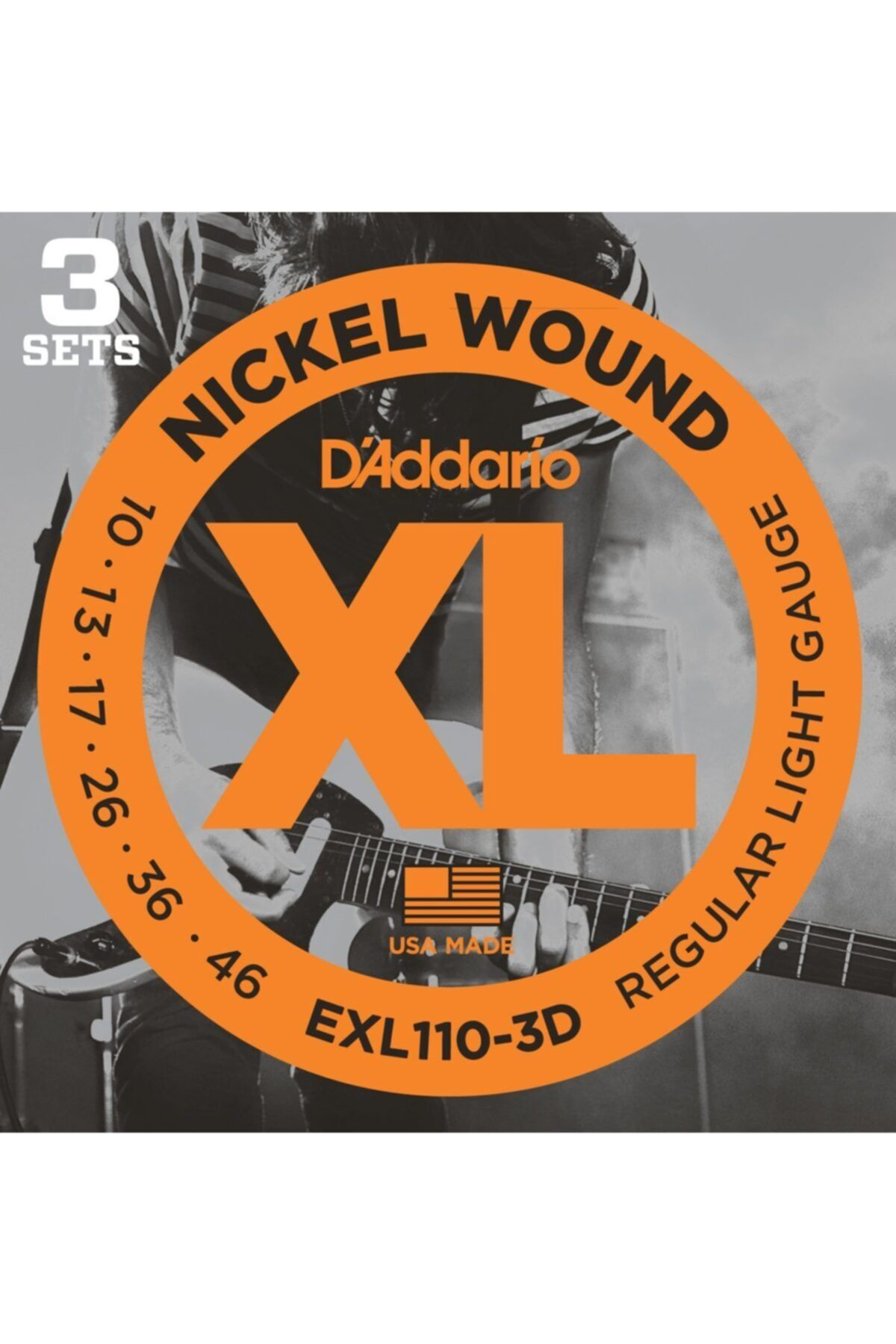 Daddario Exl110-3D 3-Pack Elec Gtr Xl Reg Lite