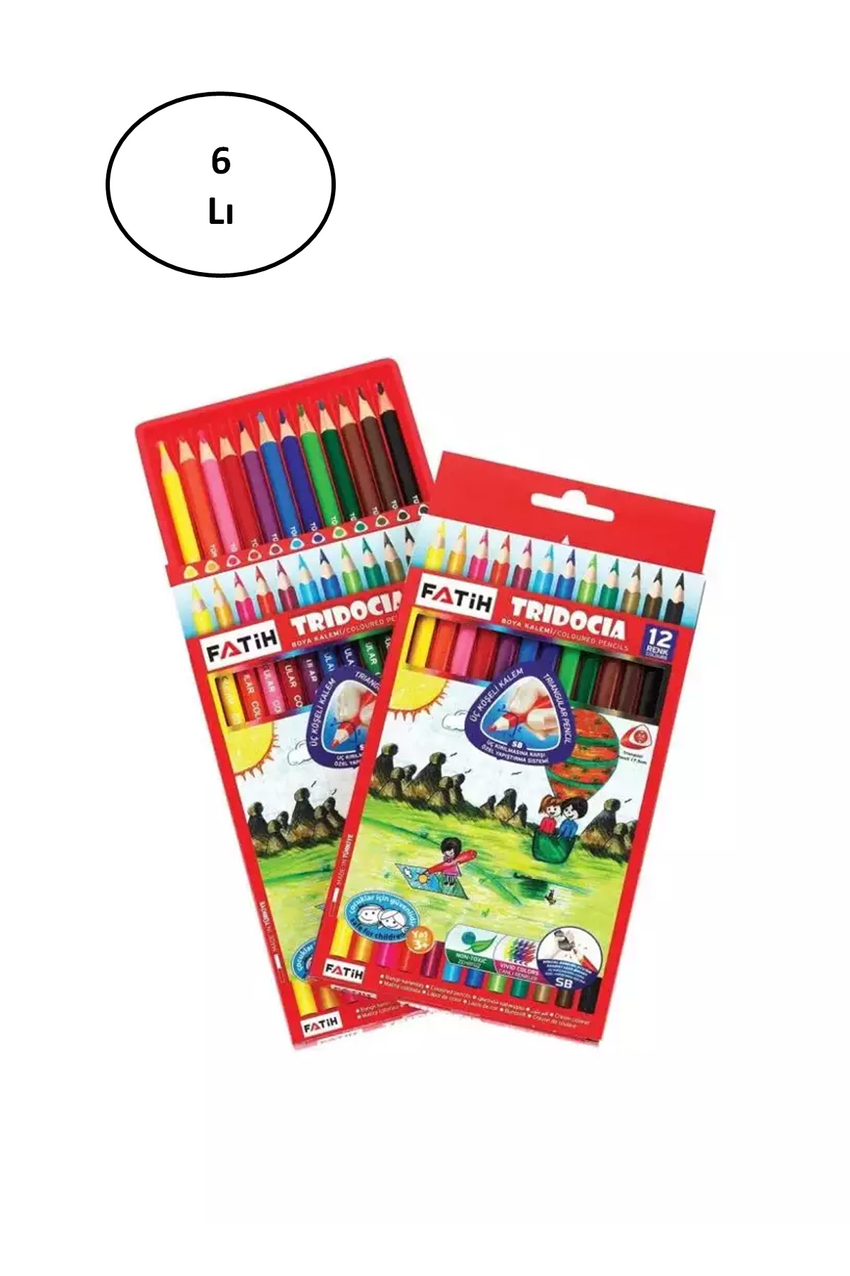 Just Cheap Store Fatih Kuru Boya Kalemi Tridocia Üçgen Mercanli Tam Boy 12 Renk 6'