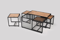 Sivas Gözde Mobilya Ferforje Ahşap Tarz 4 Zigonlu Orta Sehpa 90X90x44cm