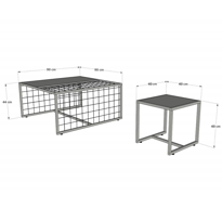 Sivas Gözde Mobilya Ferforje Ahşap Tarz 4 Zigonlu Orta Sehpa 90X90x44cm