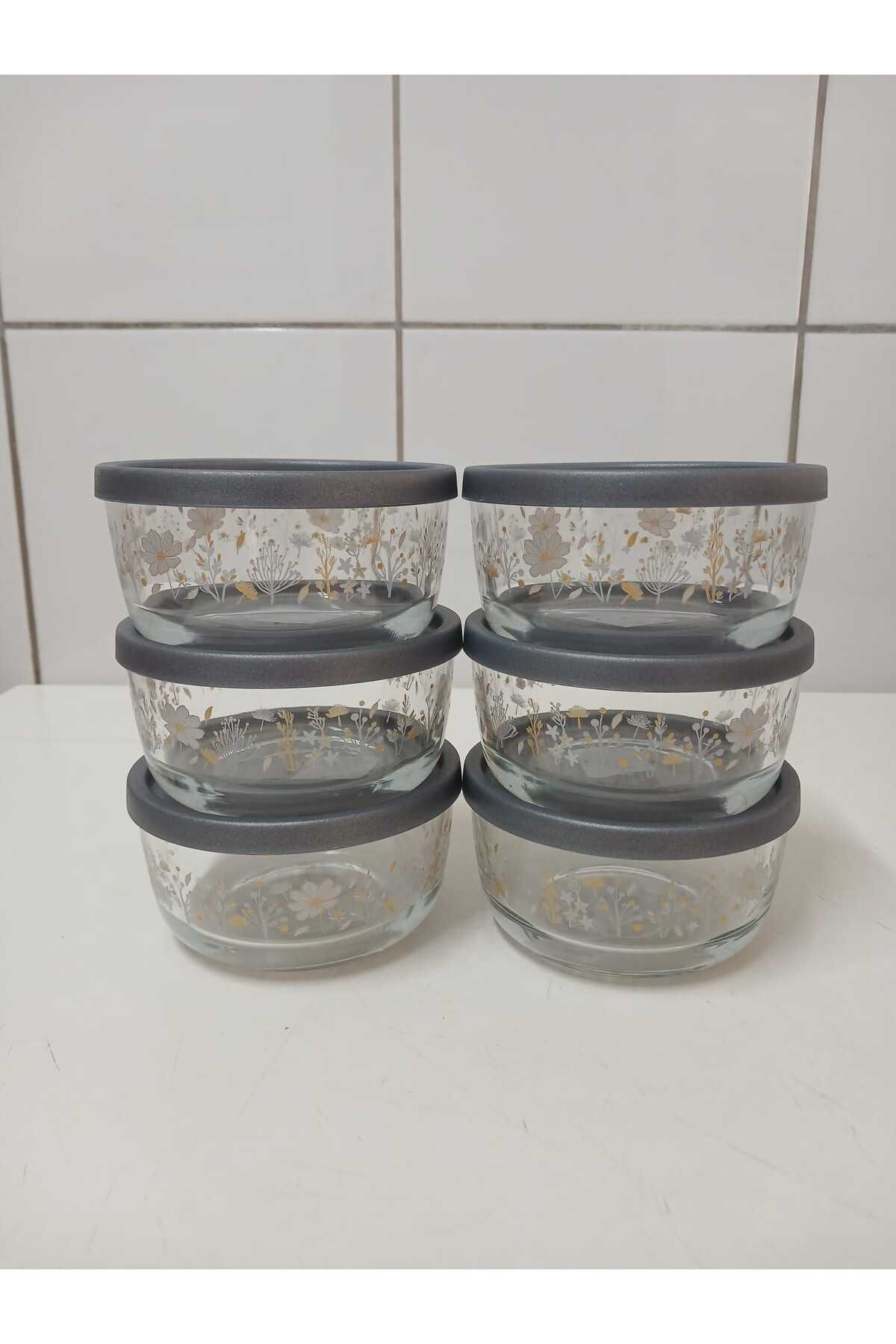 Lav Feyzade Round Saklama Kabi (380 Cc X 6 Adet) Antrasit Kapakli Çiç