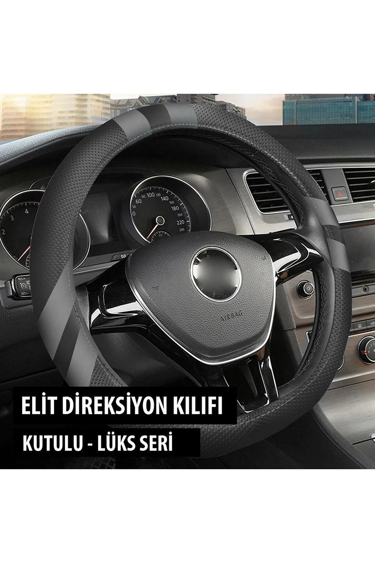 Nice Shop Fiat İdea Uyumlu Elit Geçmeli Direksiyon Kilifi Füme