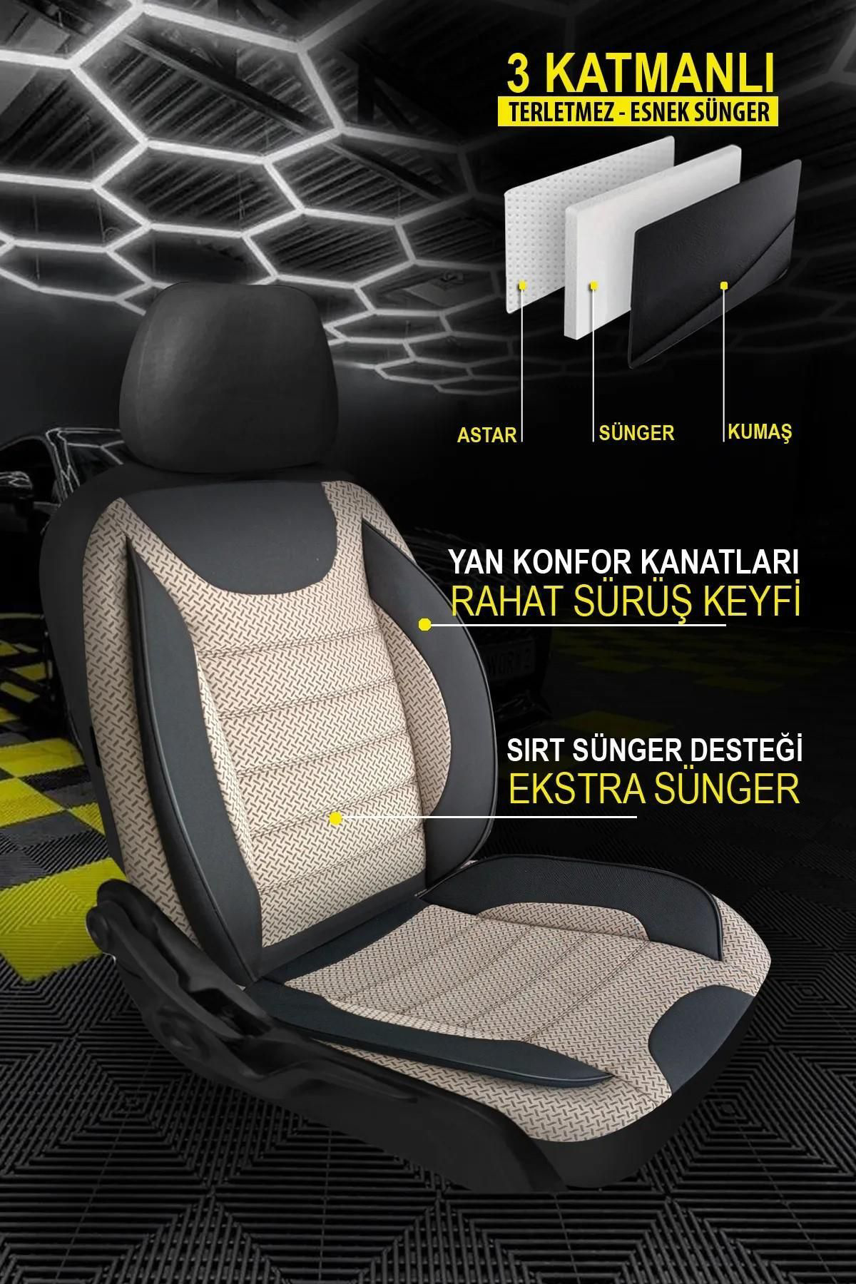 Dgnl Fiat Panda 2004-2012Uyumlu Oto Koltuk Kilifi Bronz Serisi - Bej