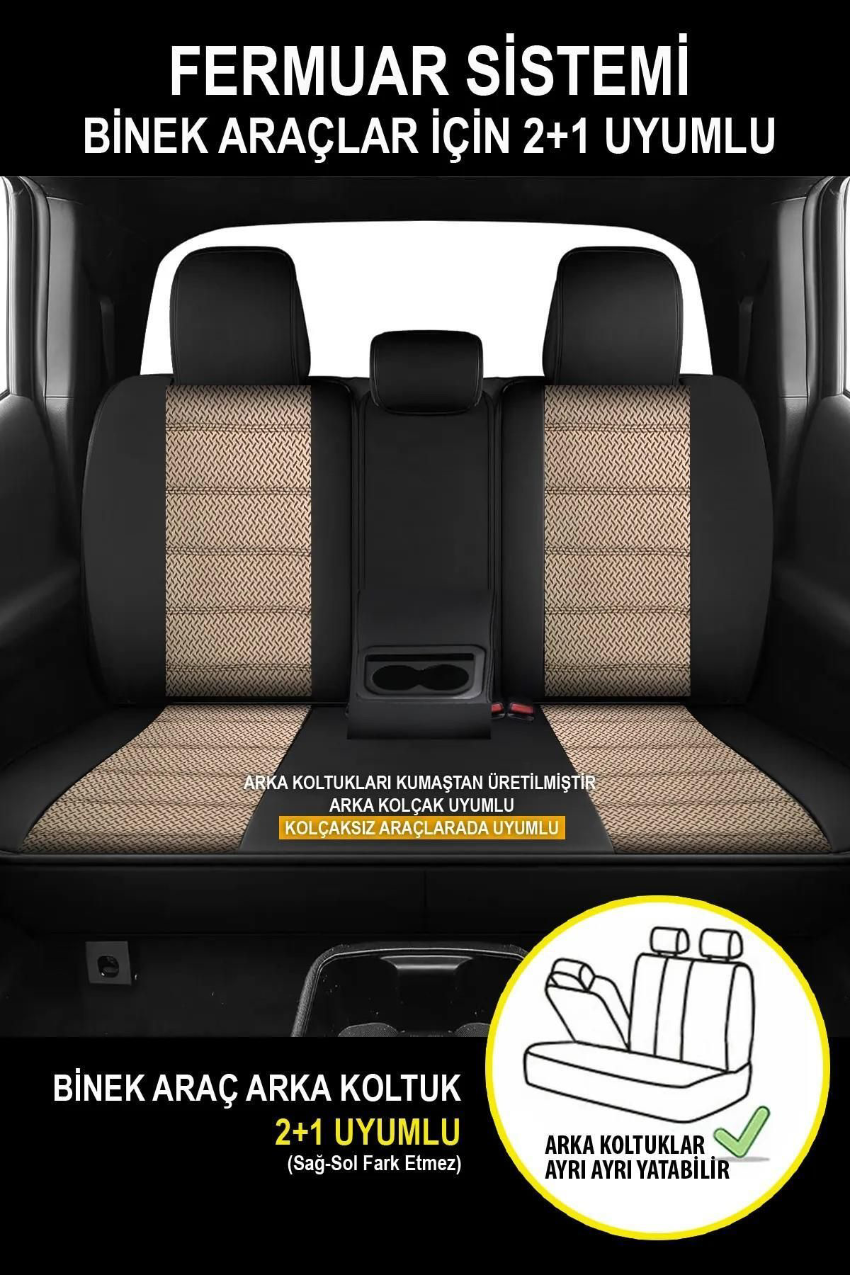 Dgnl Fiat Panda 2004-2012Uyumlu Oto Koltuk Kilifi Bronz Serisi - Bej