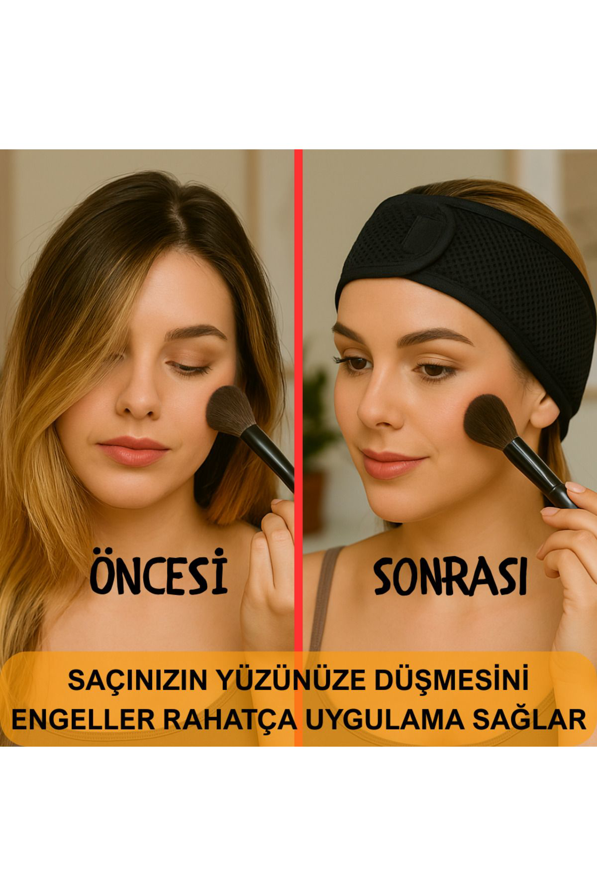 Beylini Fileli Saç Bandi 2Li Set Makyaj Uygulama Cirtli Hava Alabilir Cil