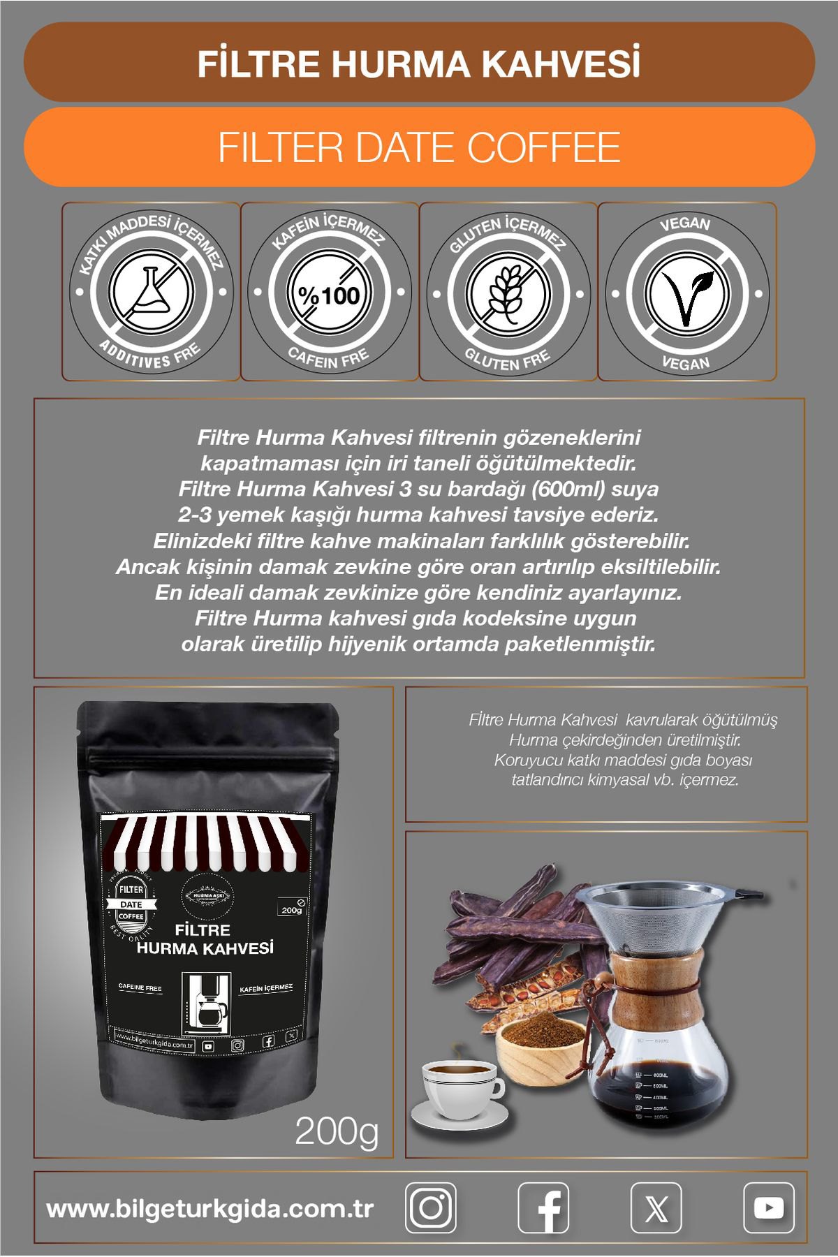 Hurma Aşki Filtre Hurma Kahvesi 200Grx3=600Gr
