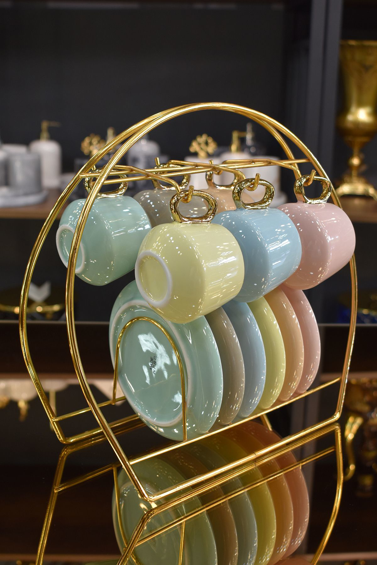 Tr Turan Collection Fincan Askiliği Standi Gold Kahve Fincan Seti Standi