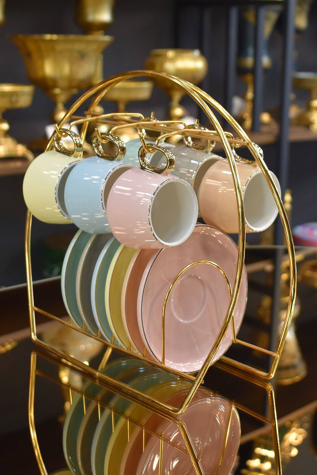 Tr Turan Collection Fincan Askiliği Standi Gold Kahve Fincan Seti Standi