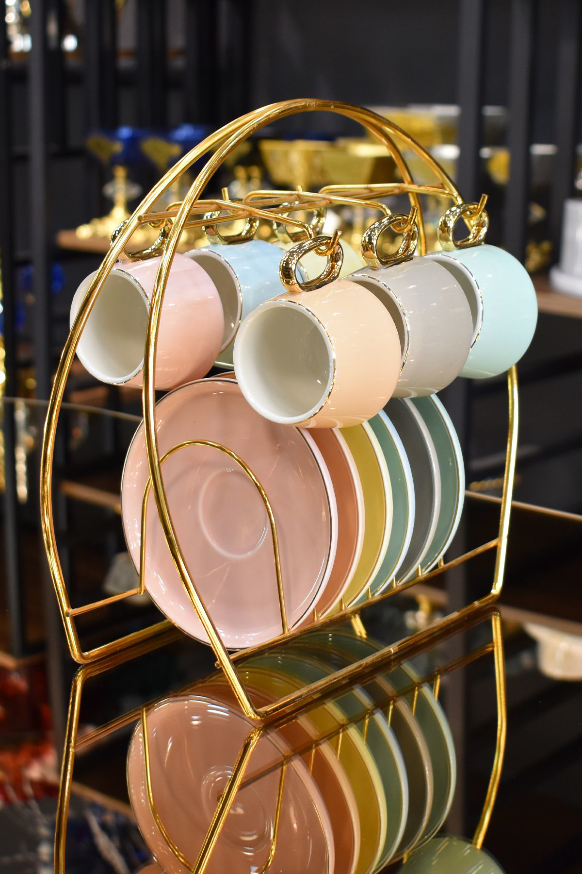 Tr Turan Collection Fincan Askiliği Standi Gold Kahve Fincan Seti Standi