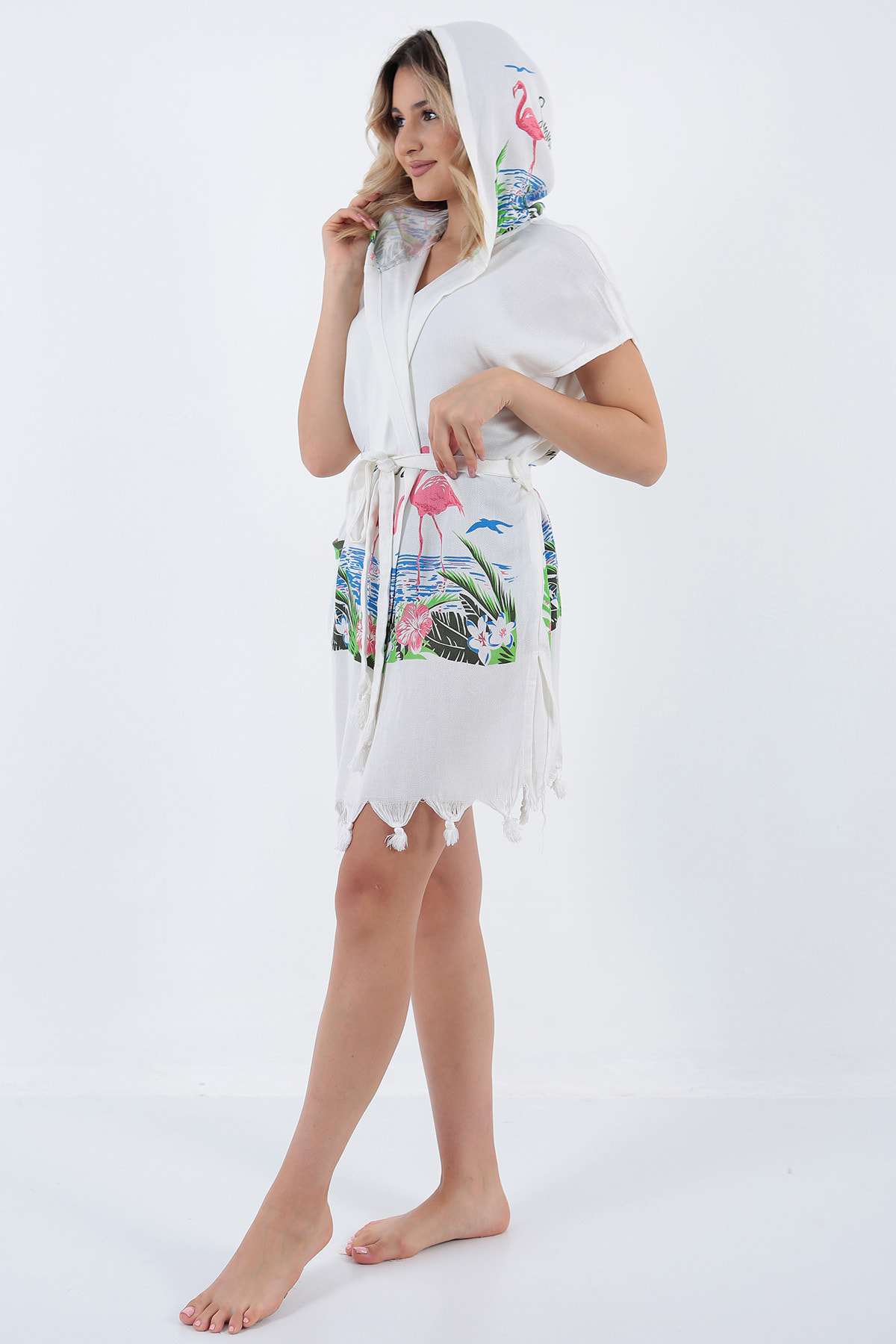 Buldan Concept Flamingo Baskili Kisa Bornoz