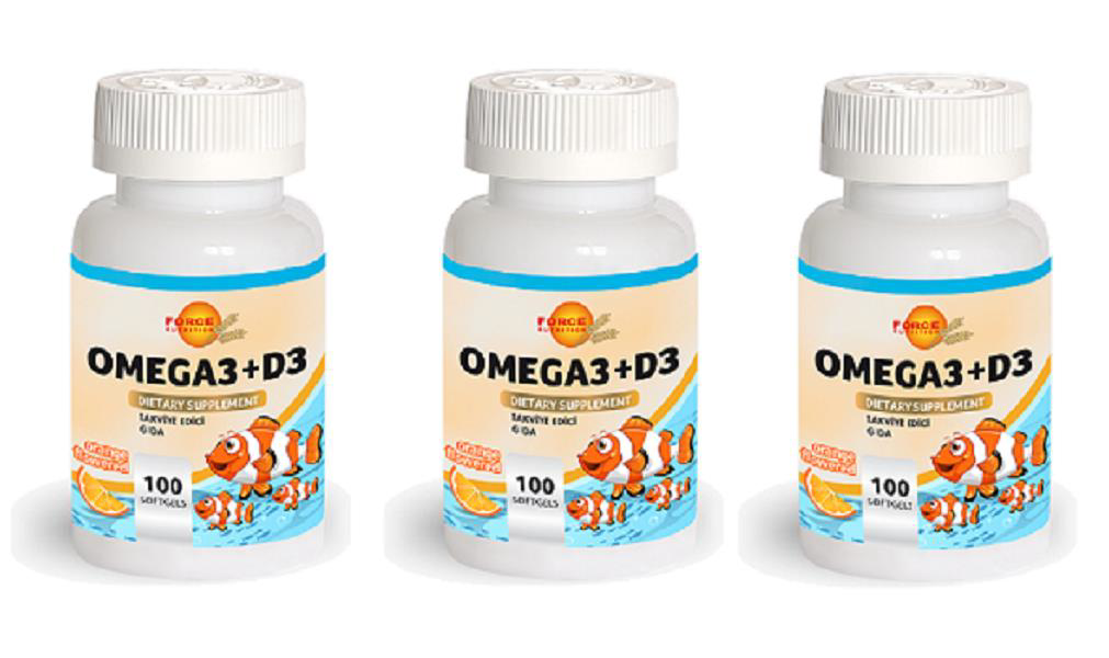 Force Nutrition  Omega3+D3 100 Softgels | 3 Adet