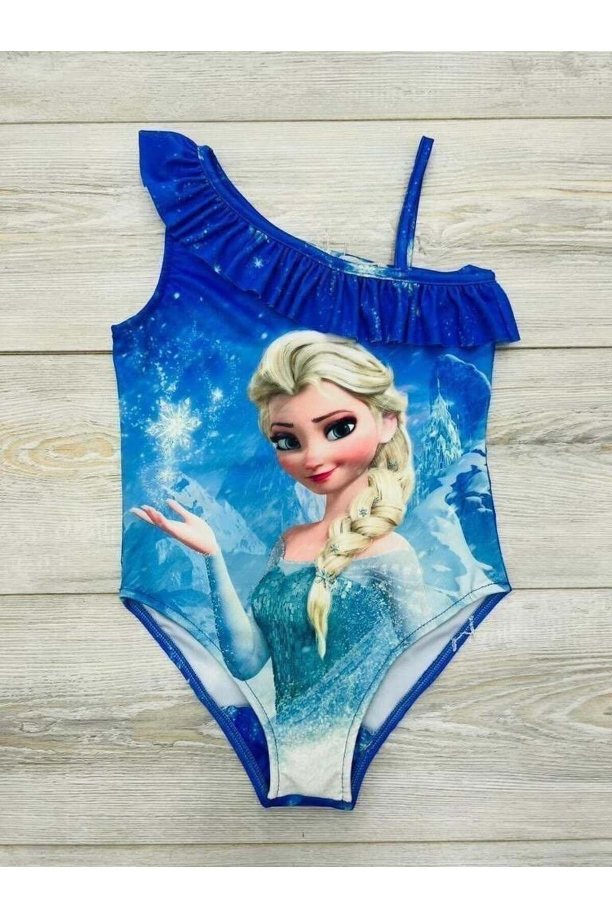 Bebetopya Frozen Elsa Karakterli Kiz Çocuk Bebek Mayo Yarim Kol Firfirli