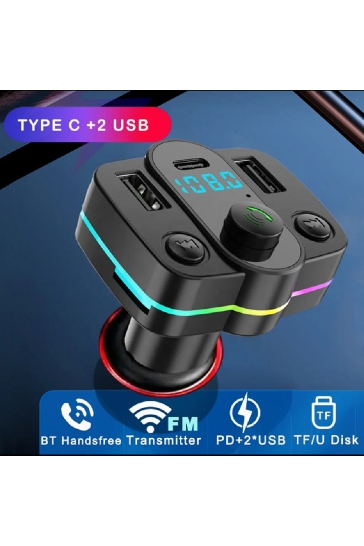 Rosepremium Ft-603 Araç Fm Transmitter Bluetooth Usb Mp3 Sd Kart Pd Typec Şar