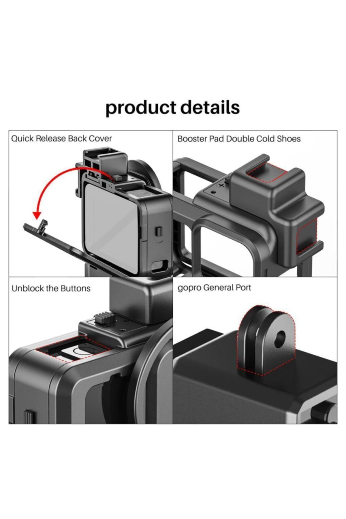 Ulanzi G9-4 Gopro Hero 9 Vlog Case Plastik Çerçeve