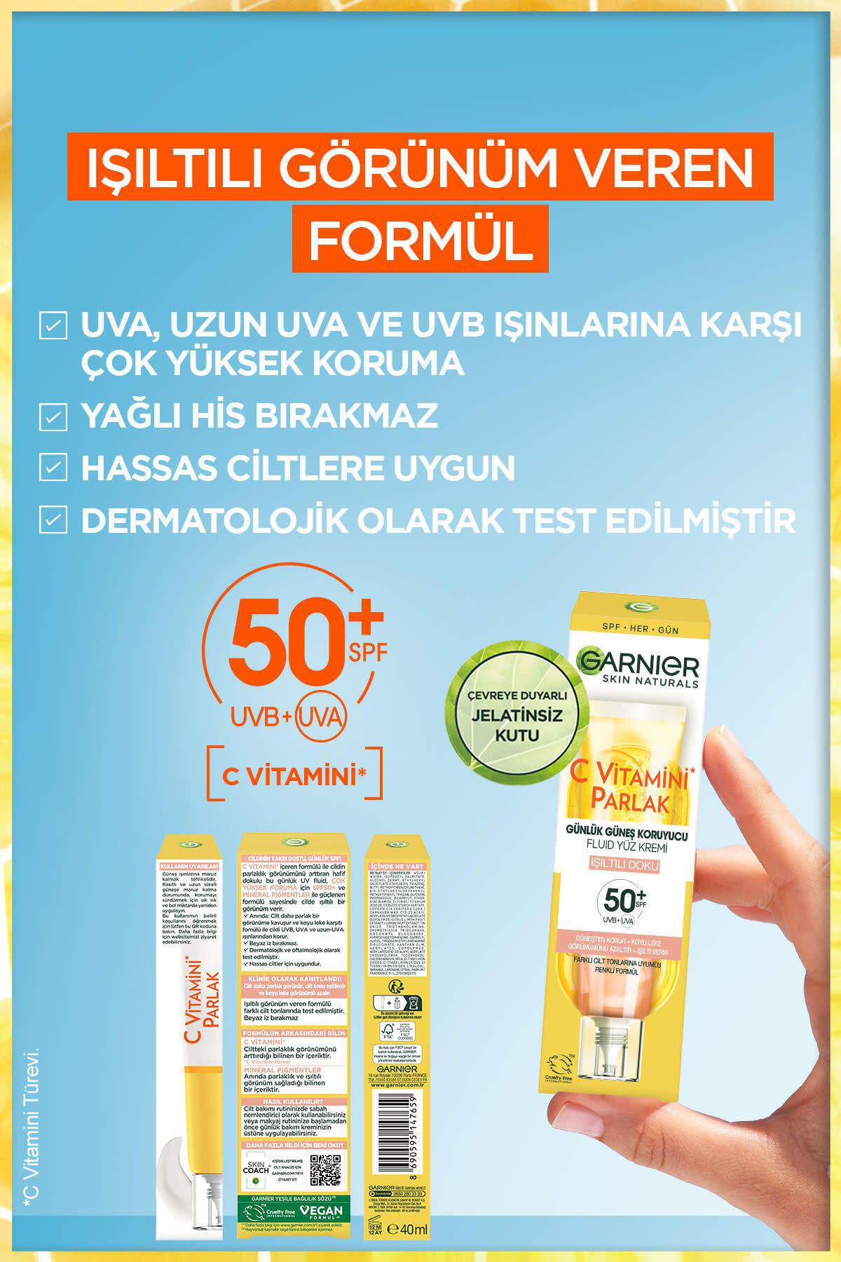 Garnier  C Vitamini Parlak Günlük Güneş Koruyucu Fluid Yüz Kremi İ