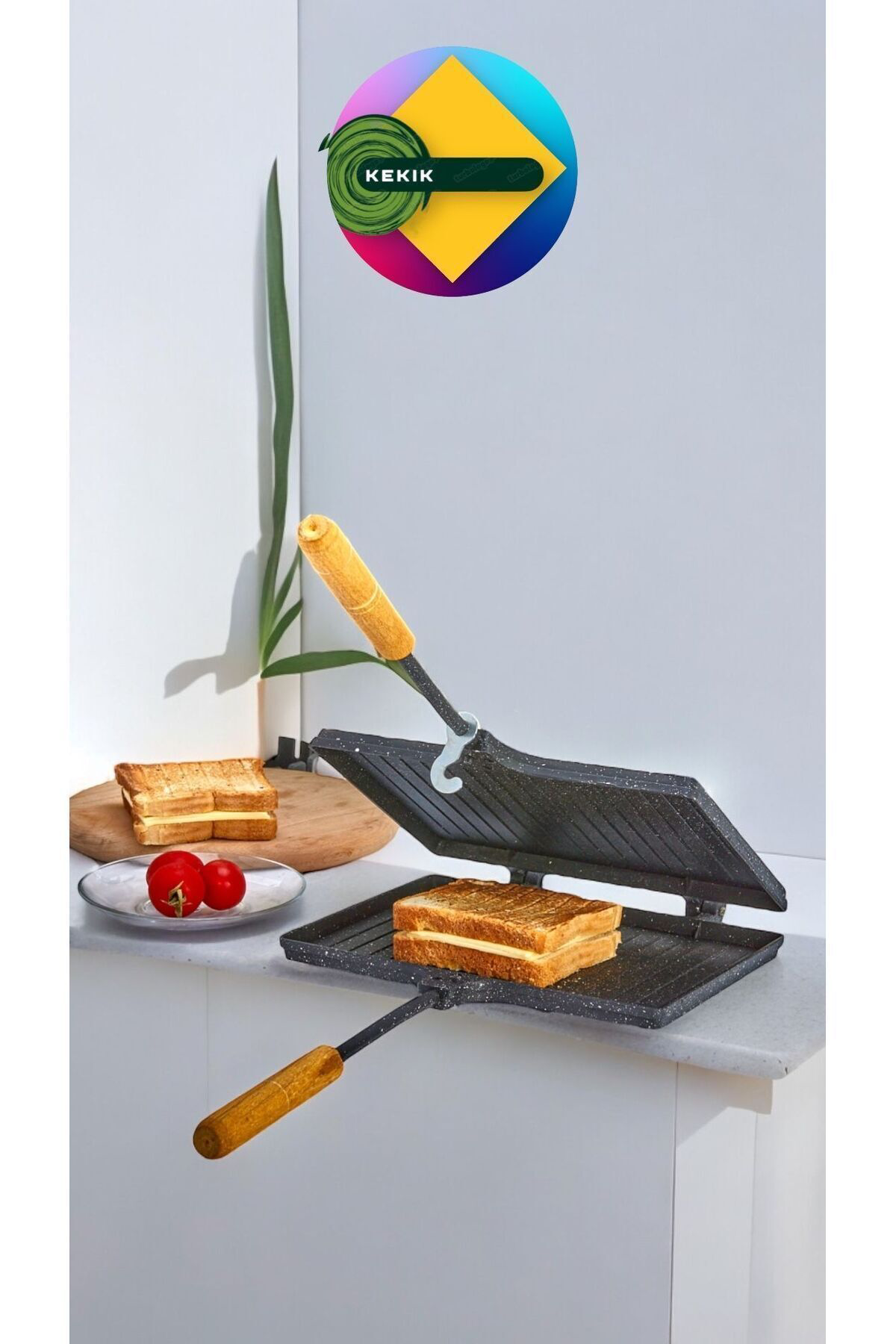Kekikdükkan Gerçek Döküm İç Diş Granit Ocaküstü Tost Tava