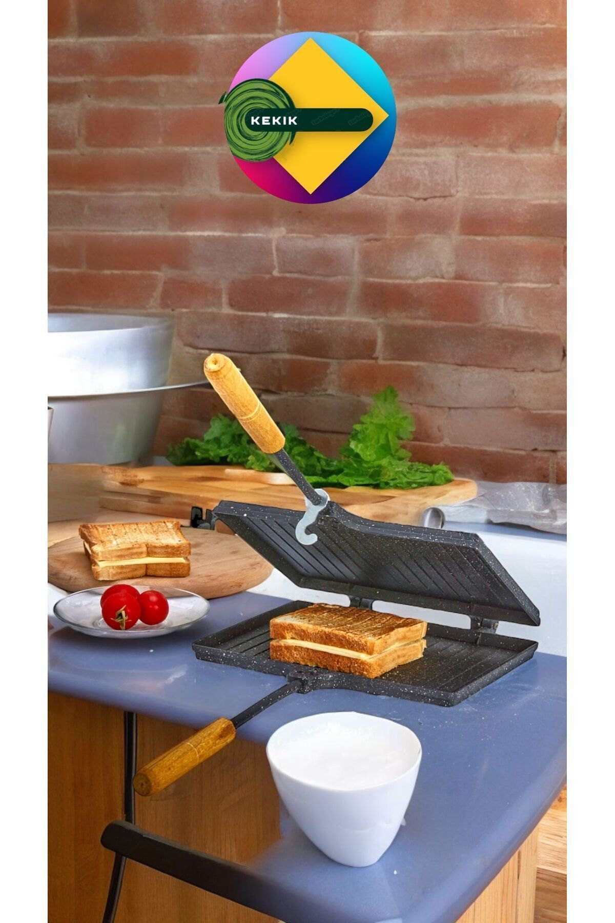 Kekikdükkan Gerçek Döküm İç Diş Granit Ocaküstü Tost Tava