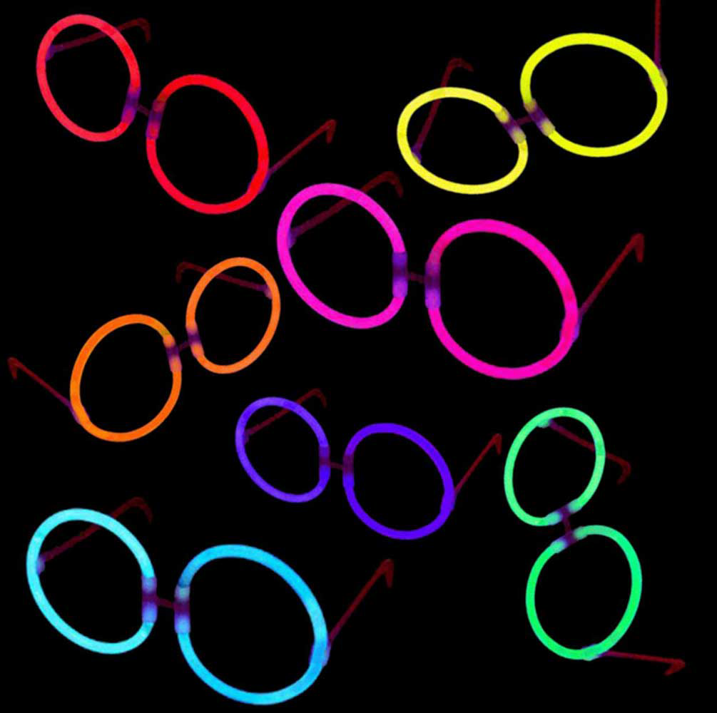 Glow Stick Parti Gözlüğü Glow Partisi Yuvarlak Şekilli Fosforlu G