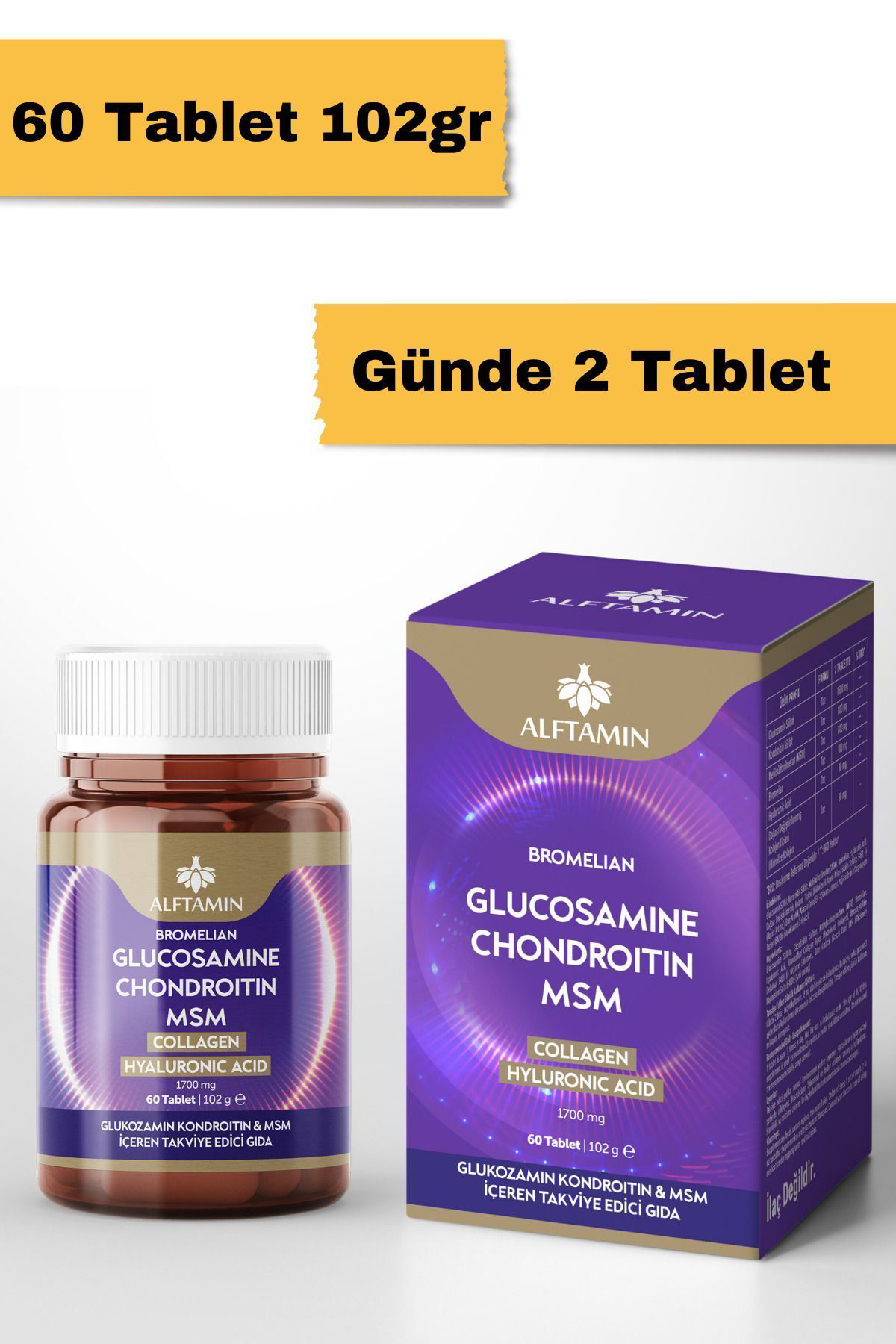 Alftamin Glukozamin 60 Tablet Glucosamine Chondroitin Msm Kollajen Hyluron