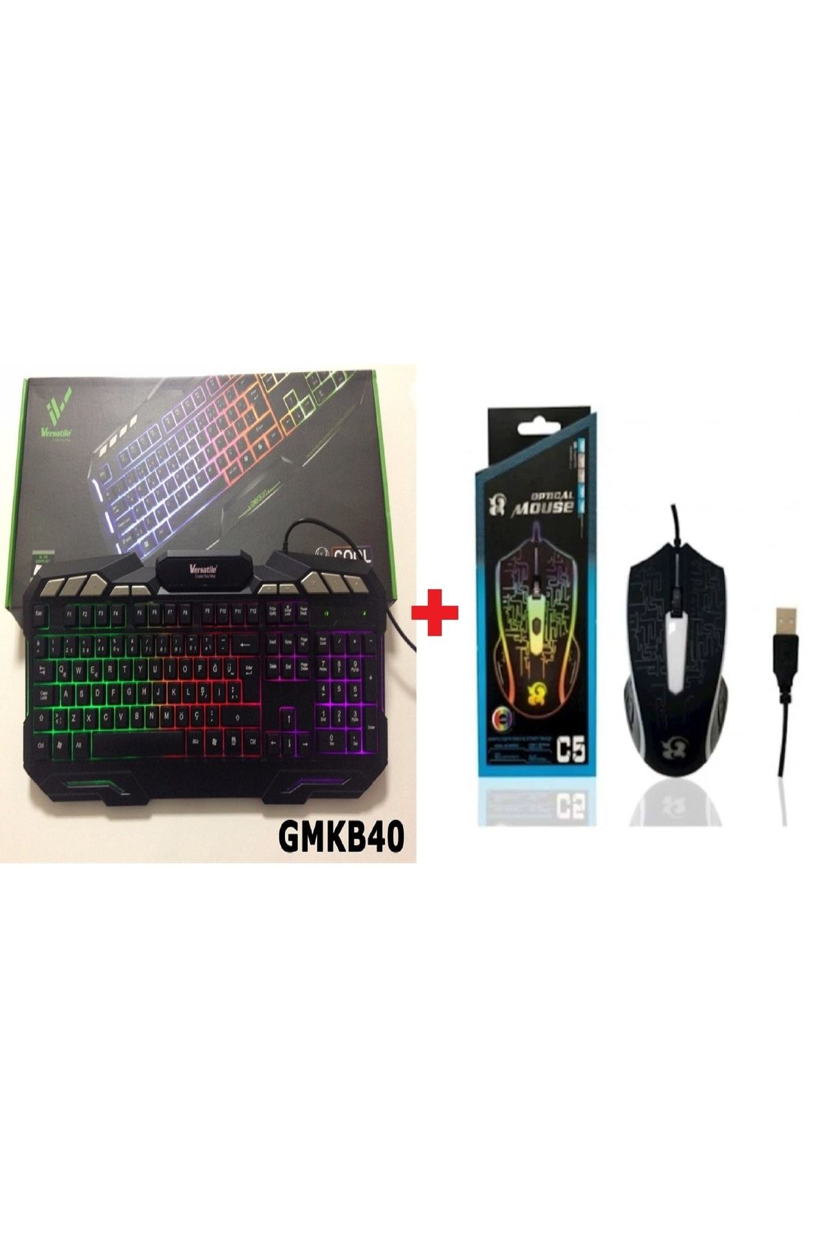 Versatile Gmkb40 Oyun Klavyesi + Platoon Pl-1618 Rgb İşikli Gaming Usb Mous