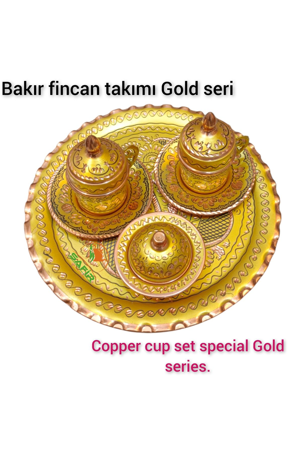 Safir Çay Kazanlari Gold Bakir Kahve Fincan Takimi Bakir Kahvelik 2 Kişilik Bakir Kah