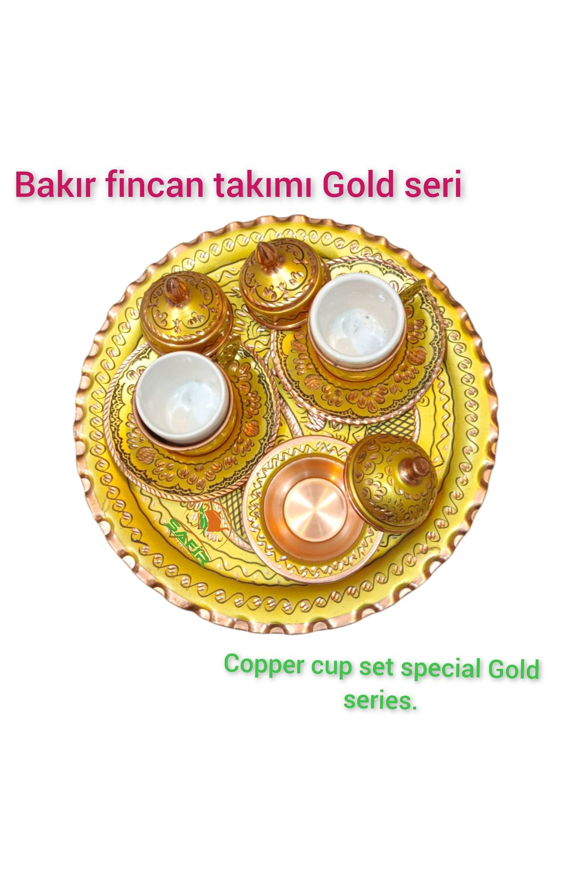 Safir Çay Kazanlari Gold Bakir Kahve Fincan Takimi Bakir Kahvelik 2 Kişilik Bakir Kah