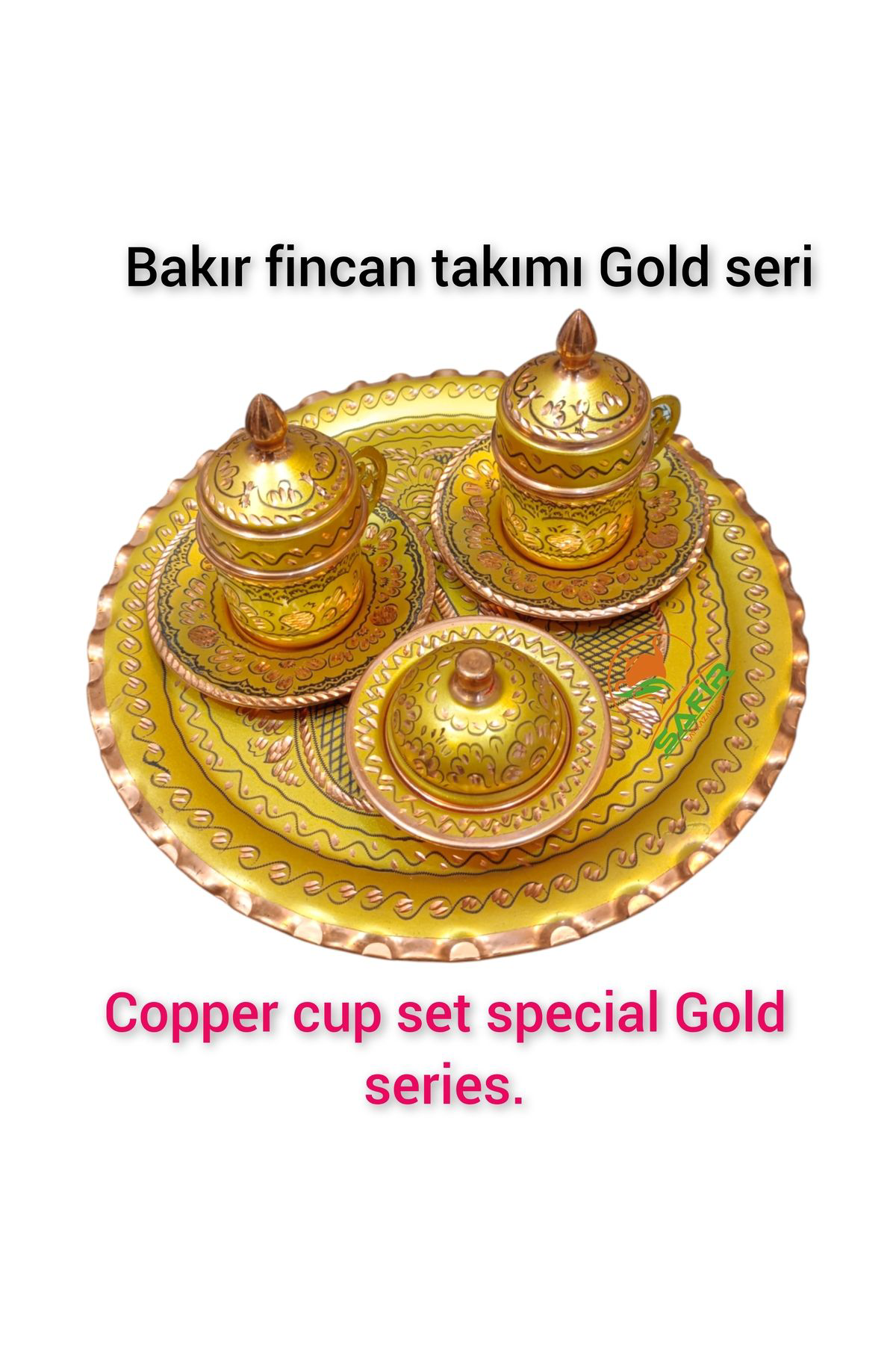 Safir Çay Kazanlari Gold Bakir Kahve Fincan Takimi Bakir Kahvelik 2 Kişilik Bakir Kah